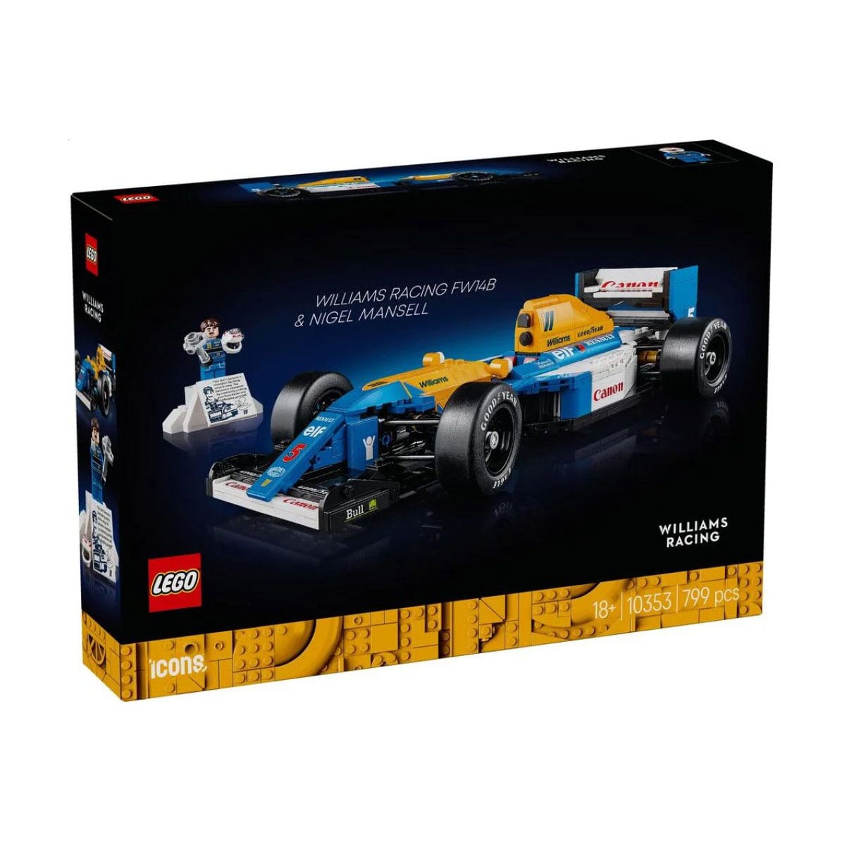 Конструктор LEGO Icons Williams Racing FW14B і Найджел Менселл, 799 деталей, від 18 років (10353)