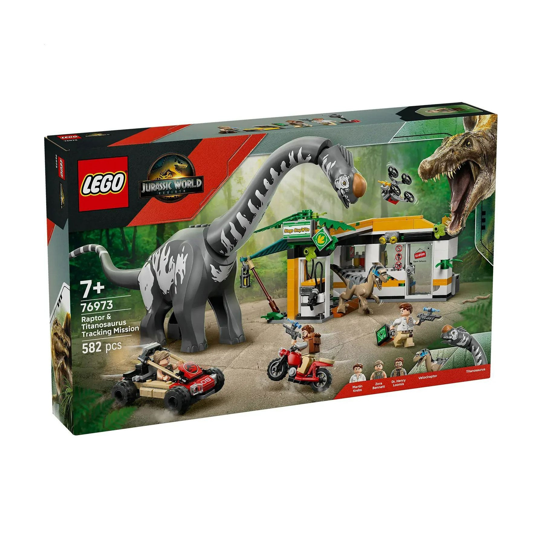 Конструктор LEGO Jurassic World Місія з відстеження раптора та титанозавра, 582 деталі, від 7 років (76973)
