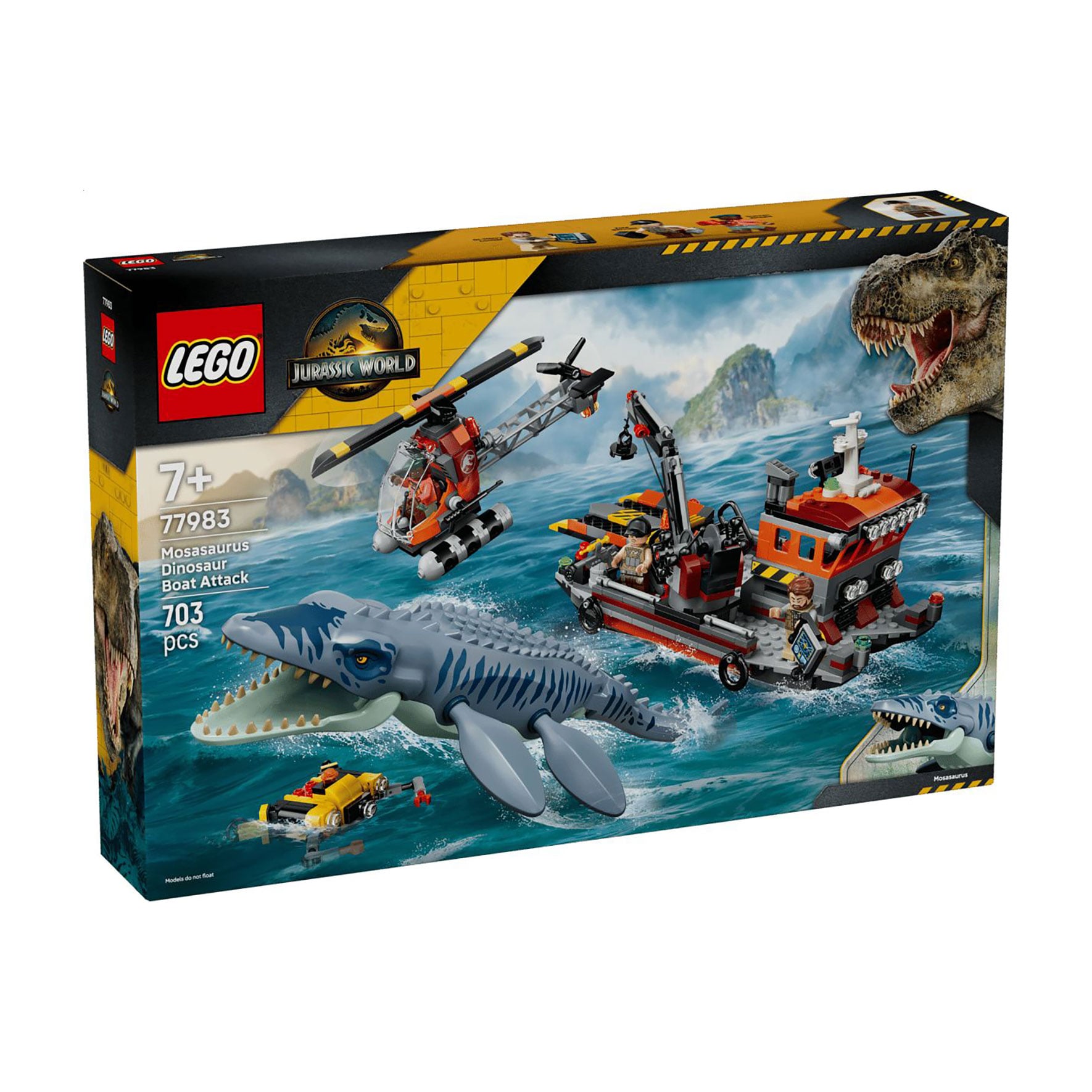 Конструктор LEGO Jurassic World Напад мозазавра на човен, 703 деталі, від 7 років (77983)