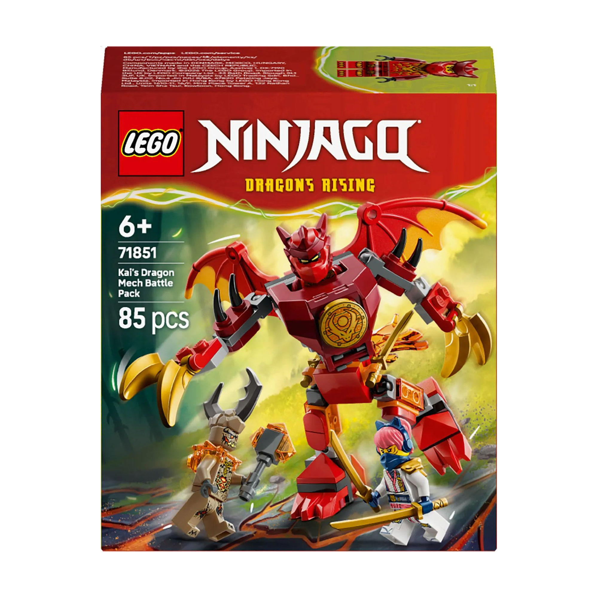 Конструктор LEGO Ninjago Бойовий набір робота Дракона Кая, 85 деталей, від 6 років (71851)