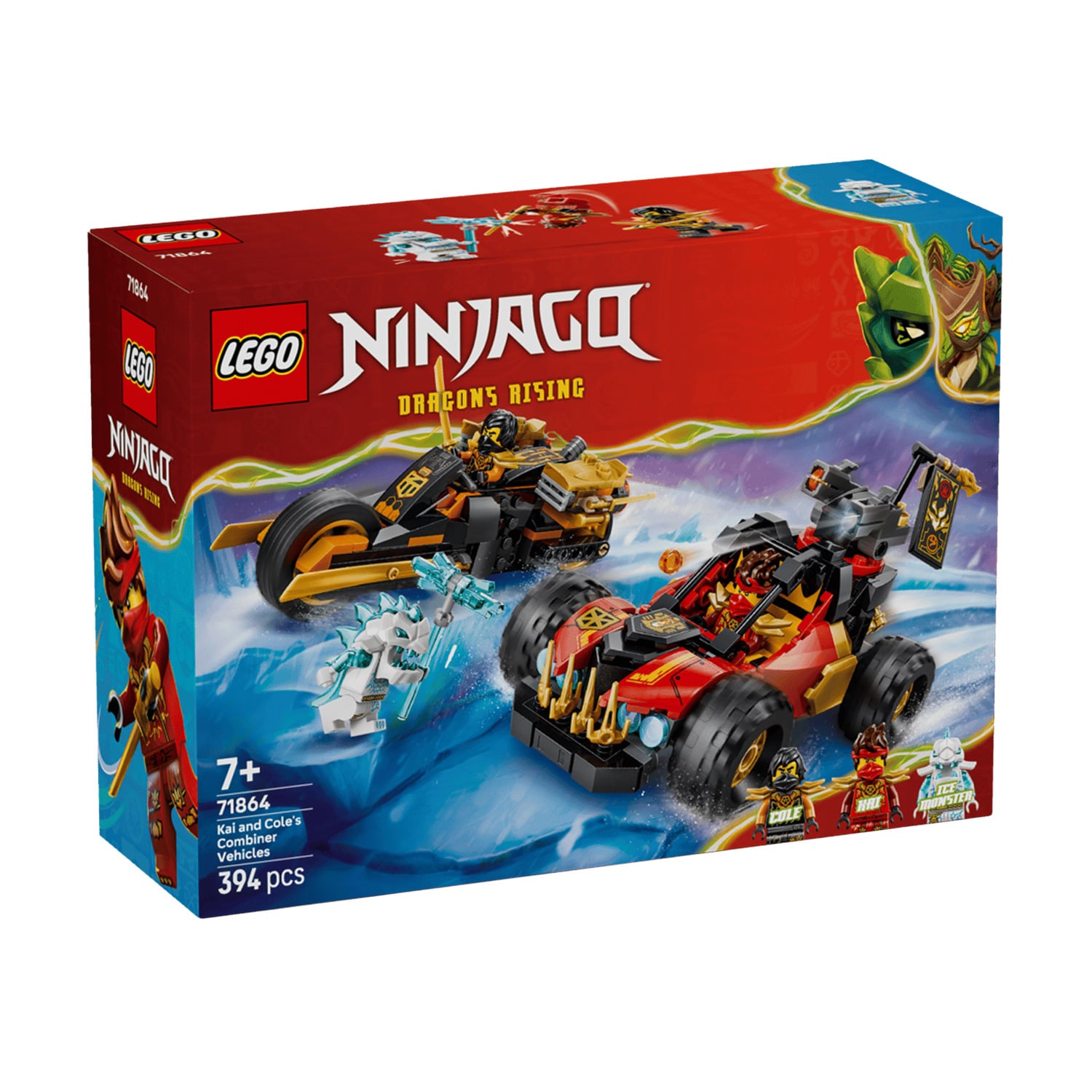 Конструктор LEGO Ninjago Комбіновані транспортні засоби Кая та Коула, 394 деталі, від 7 років (71864)