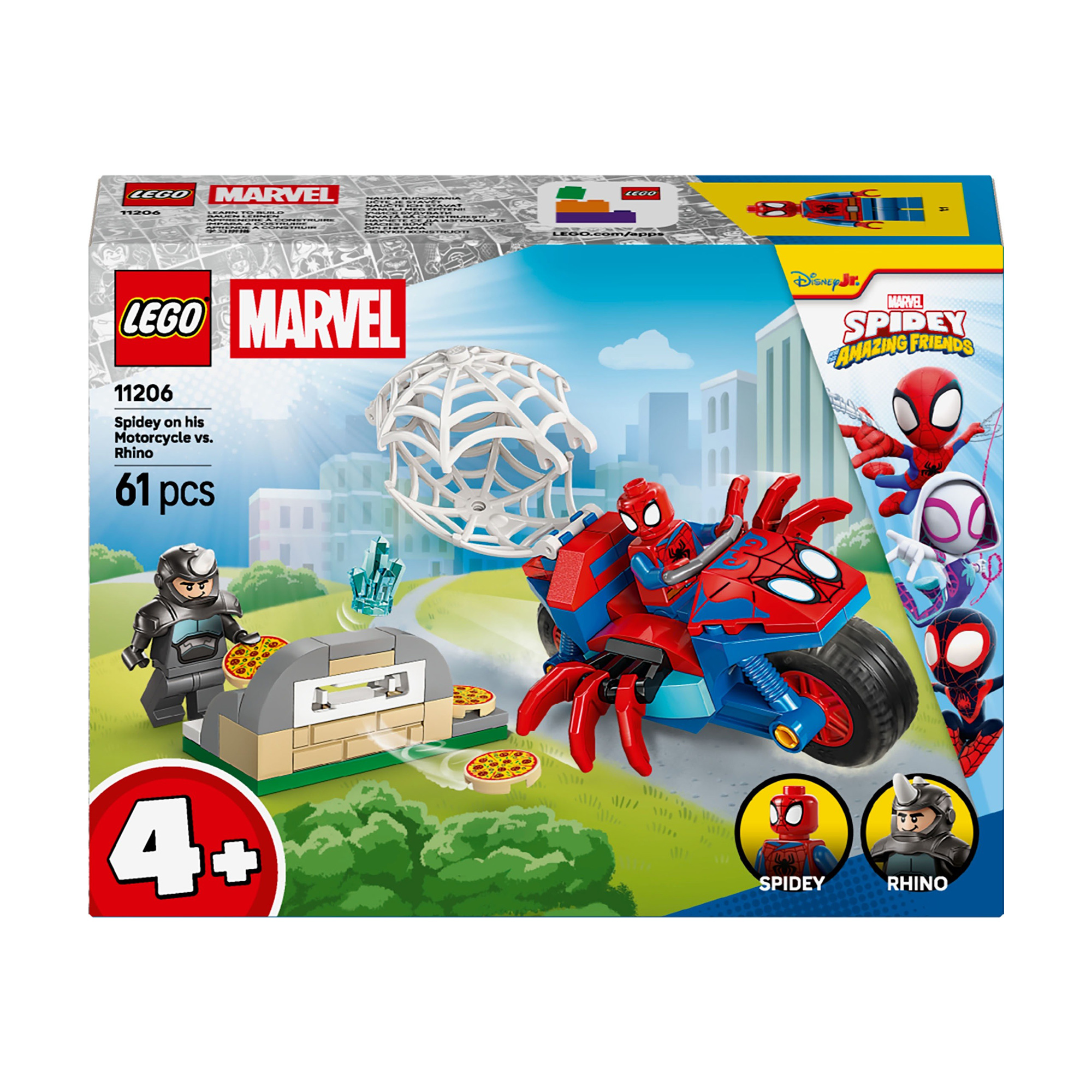 Конструктор LEGO Spidey Павук на мотоциклі проти Носорога, 61 деталь, від 4 років (11206)