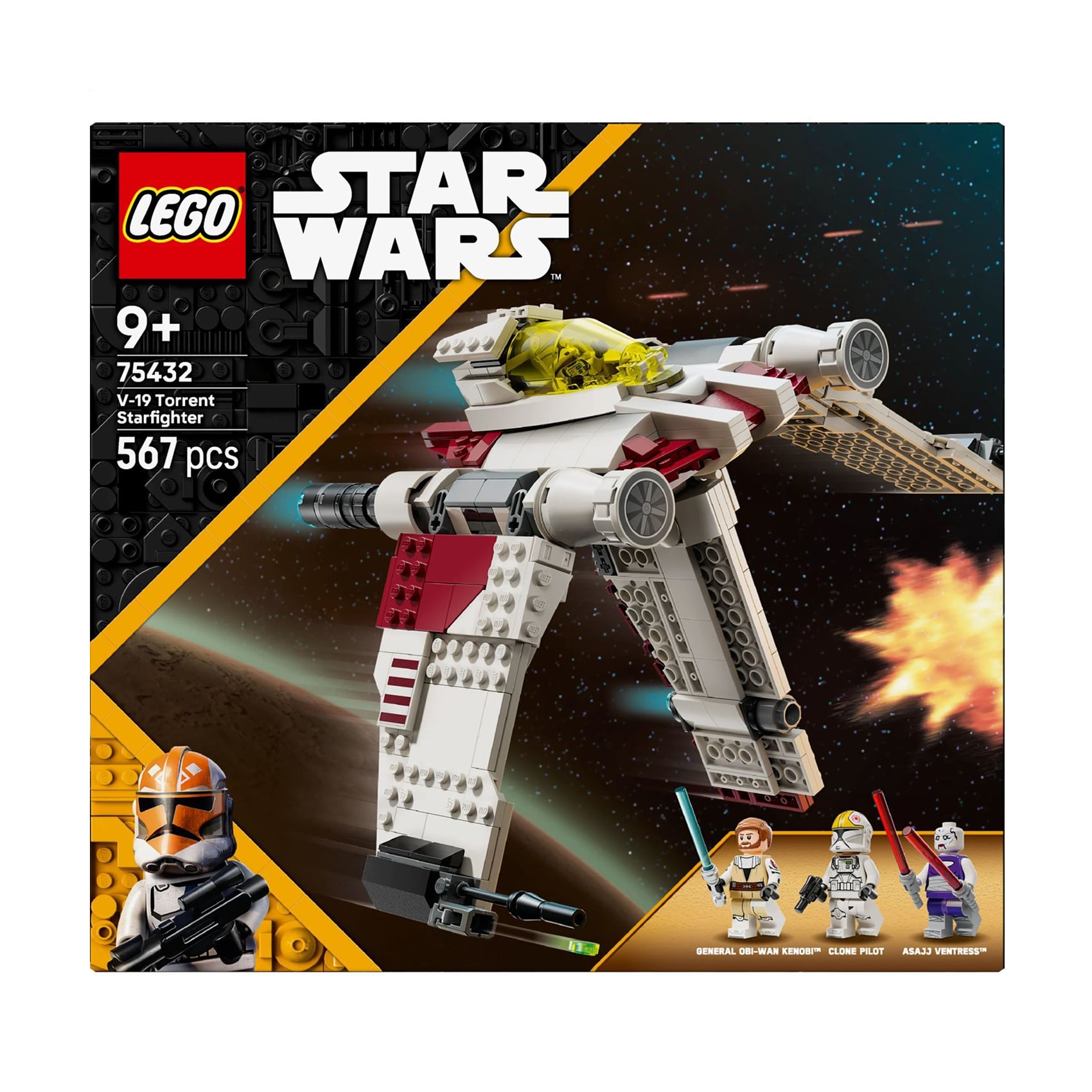 Конструктор LEGO Star Wars Зоряний винищувач V-19 Потік, 567 деталей, від 9 років (75432)