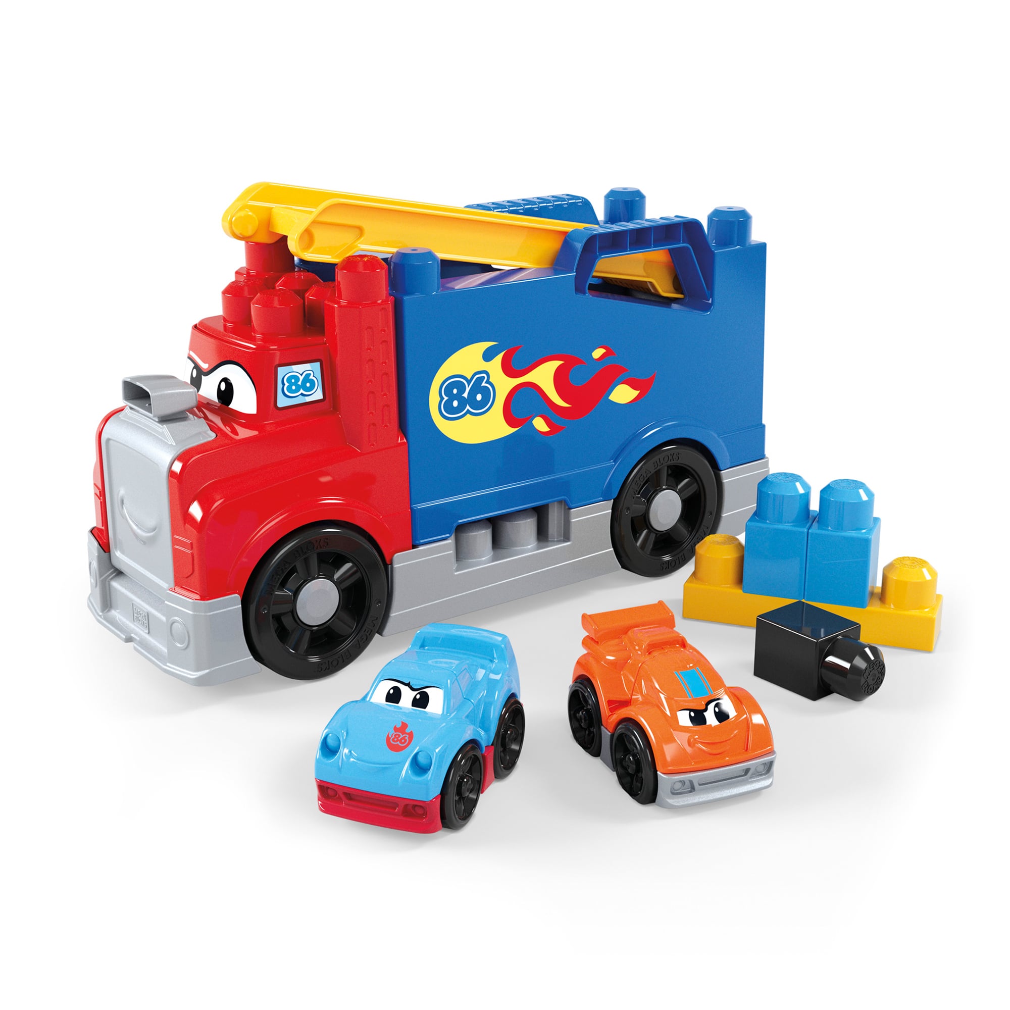 Конструктор Mega Bloks Автовоз з машинками, від 1 року, 19 деталей (JFR29)