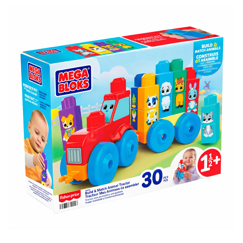 Конструктор Mega Bloks Трактор з тваринками, від 1.5 року, 30 деталей (JKG33)