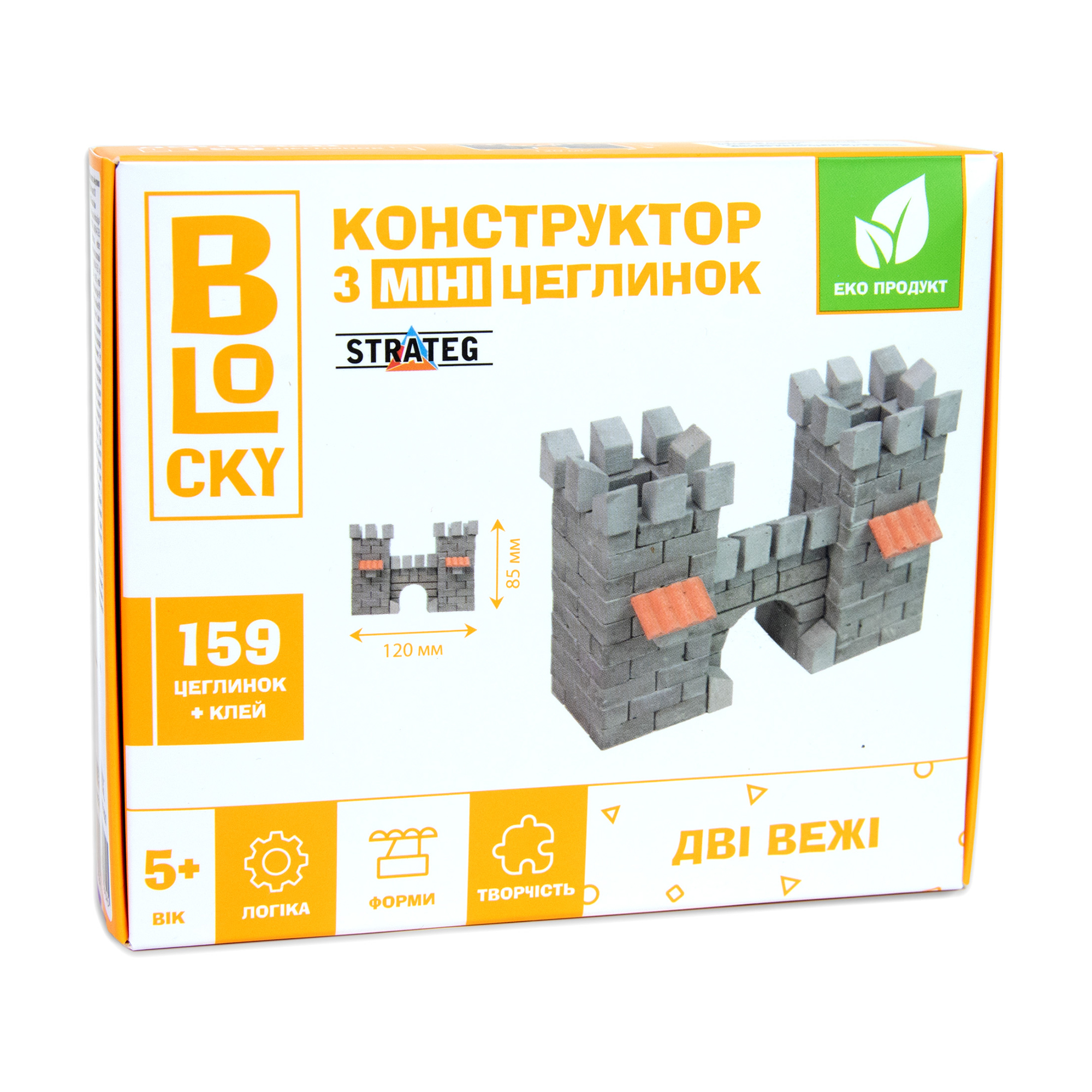 Конструктор з міні-цеглинок Strateg Blocky Дві вежі, 14.5*12*4 см, від 5 років, 159 цеглинок + клей (31021)