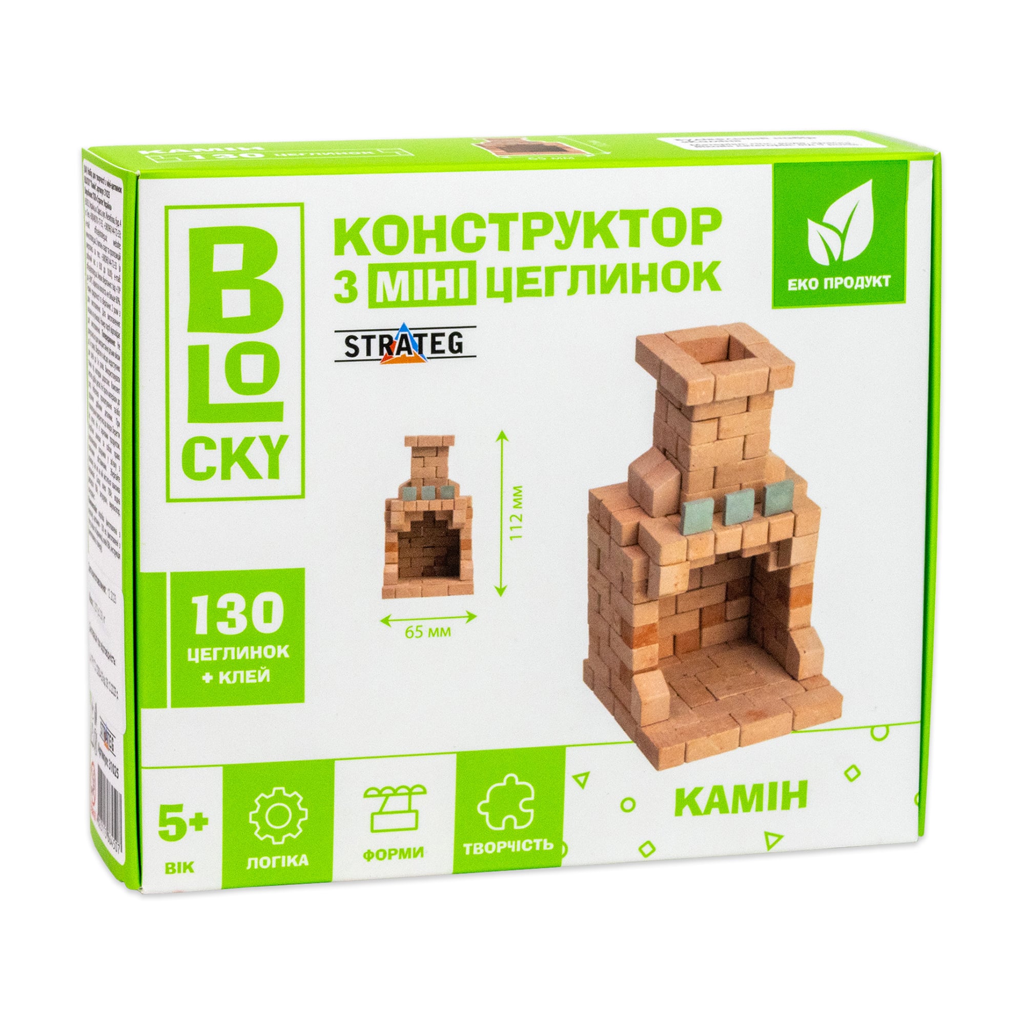 Конструктор з міні-цеглинок Strateg Blocky Камін, 14.5*12*4 см, від 5 років, 130 цеглинок + клей (31025)