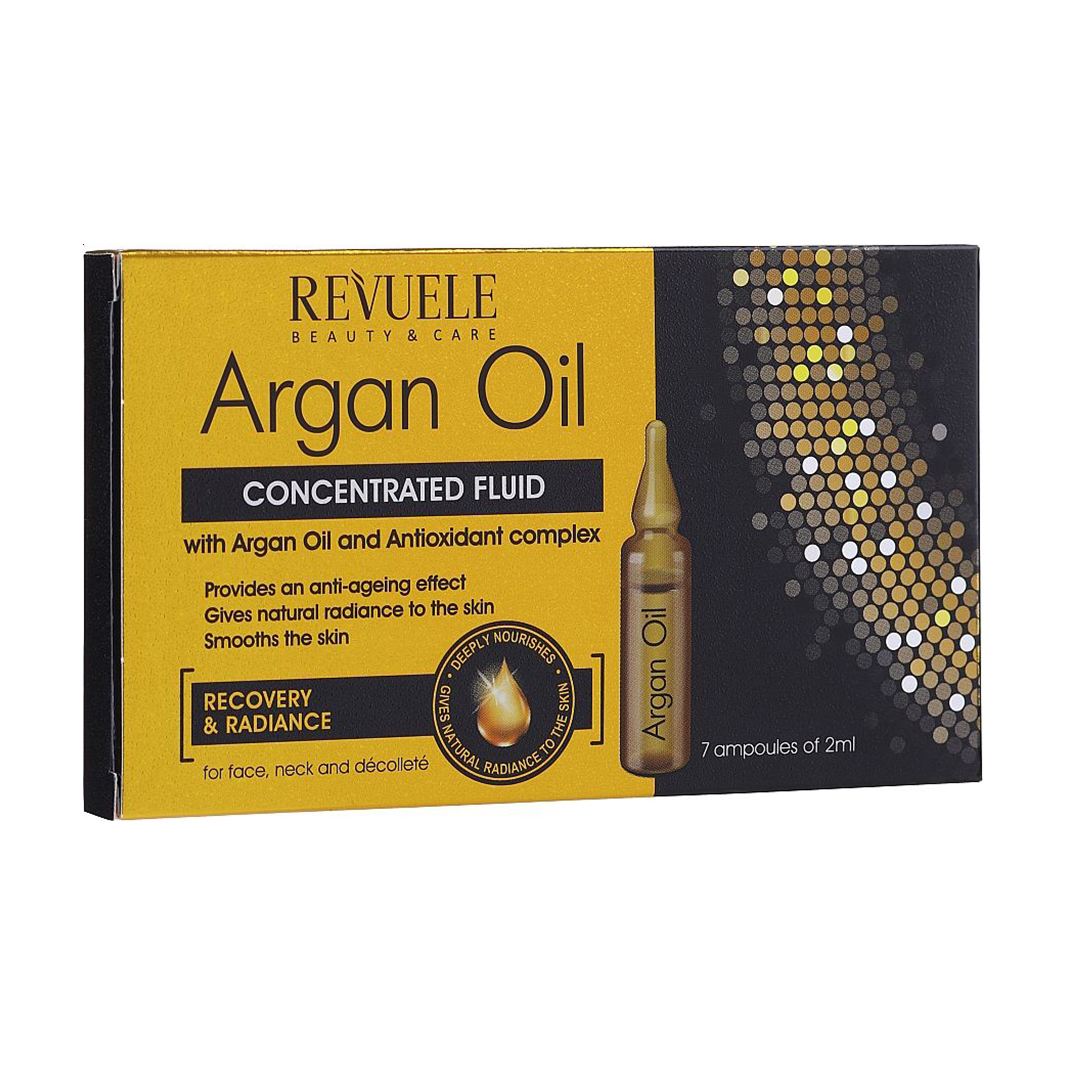 Концентрований флюїд для обличчя, шиї та декольте Revuele Argan Oil, з аргановою олією та антиоксидантним комплексом, 7*2 мл