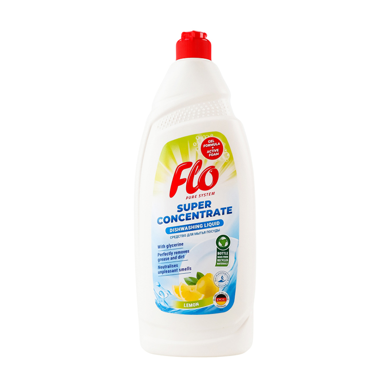 Концентрований засіб для миття посуду Flo Lemon, 900 мл