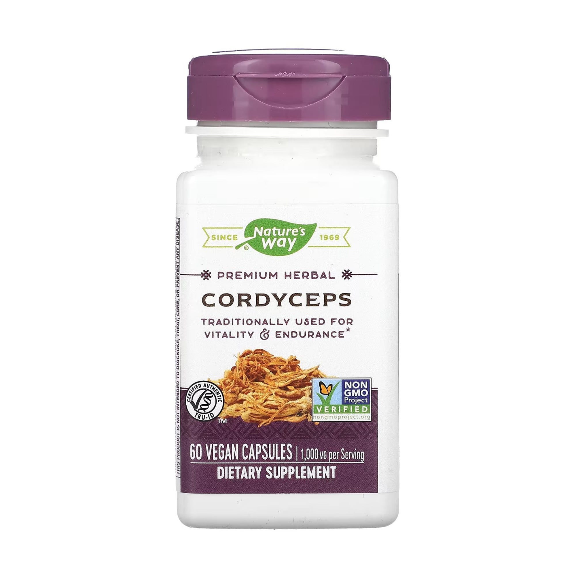 Кордіцепс Nature's Way Premium Herbal Cordyceps 1000 мг, 60 капсул