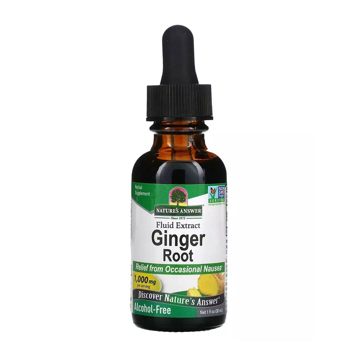 Корінь імбиру Nature's Answer Fluid Extract Ginger Root в рідині, 1000 мг, 30 мл