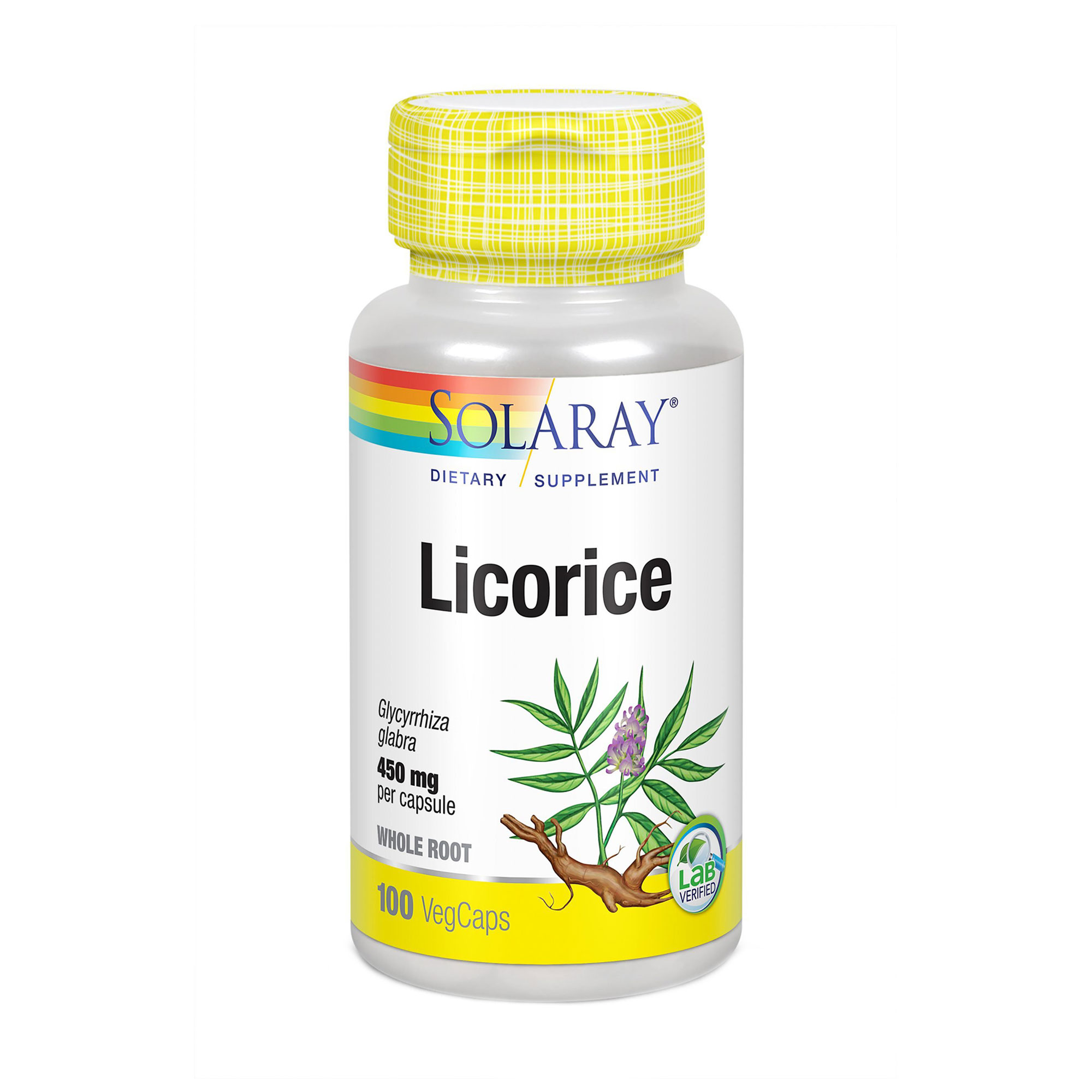 Корінь солодки Solaray Licorice 450 мг, 100 вегетаріанських капсул