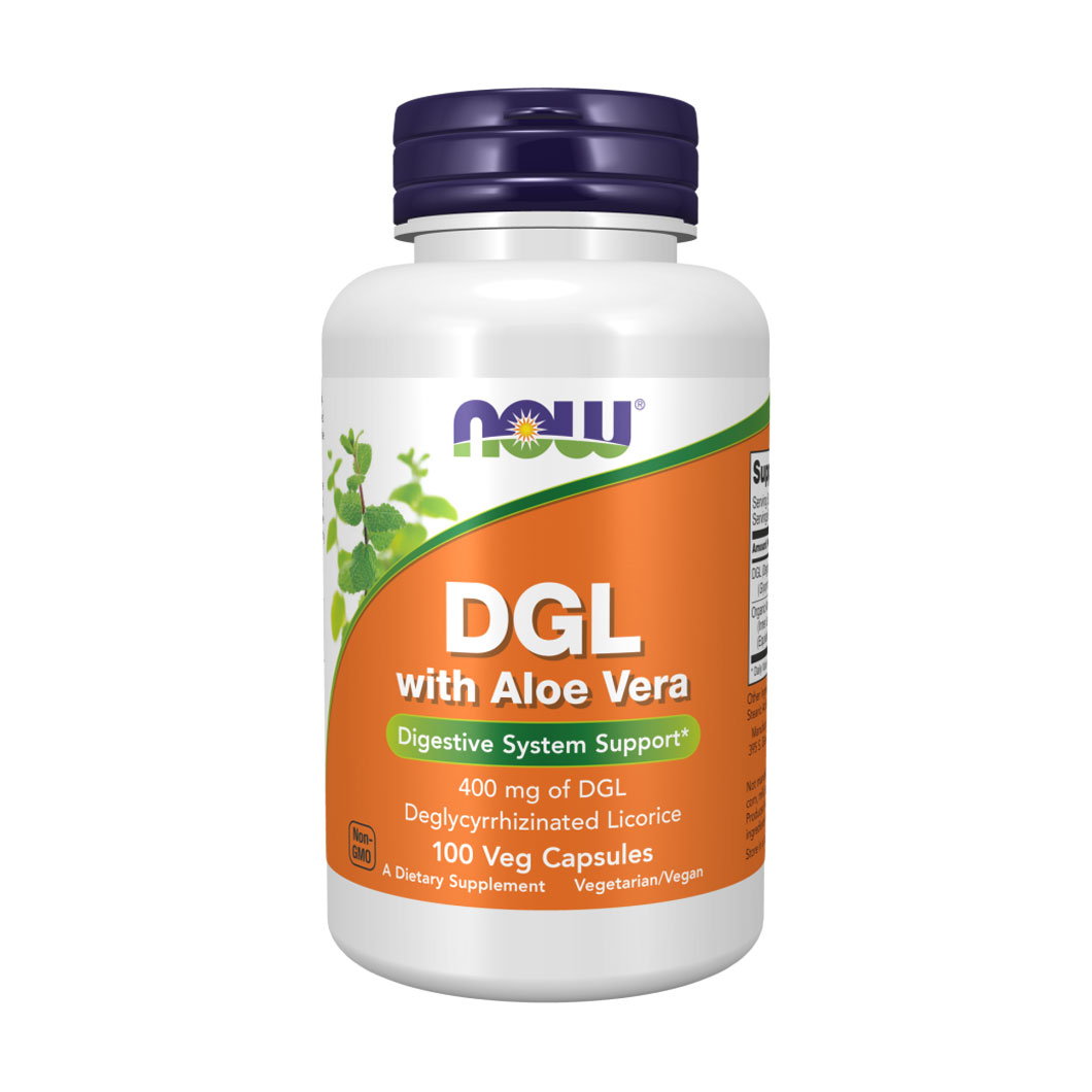 Корінь солодки з алое вера NOW Foods DGL With Aloe Vera 400 мг, 100 капсул