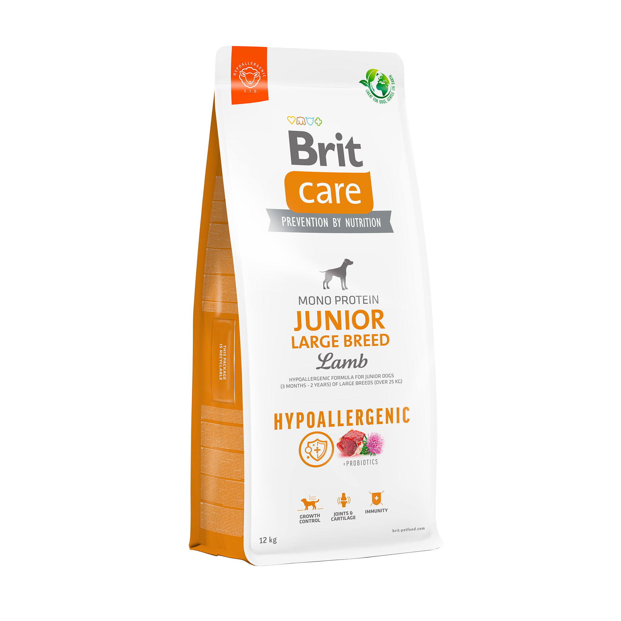 Корм для цуценят та собак великих порід Brit Care Junior Large Breed з ягням, 12 кг
