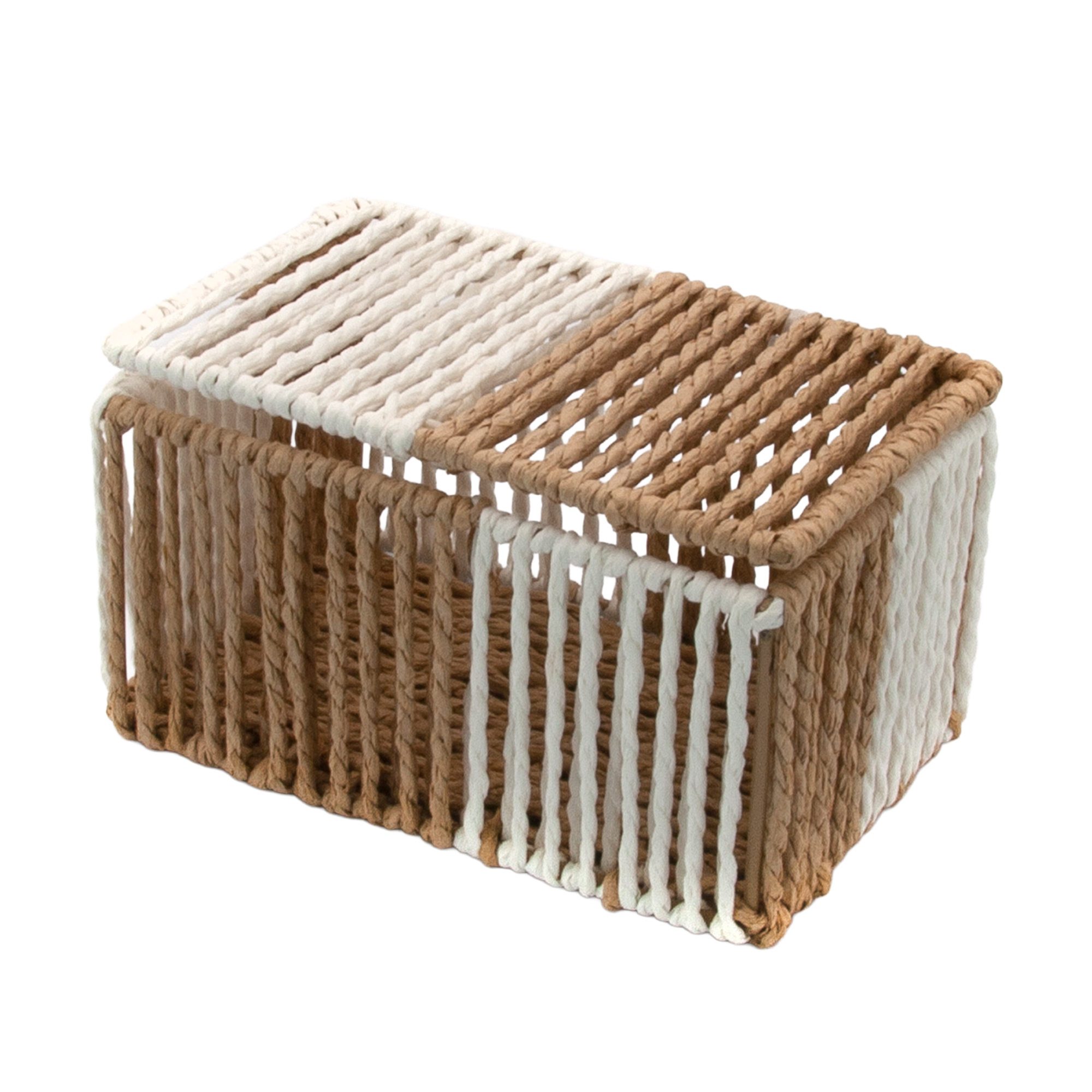 Кошик плетений Hold &amp; Home прямокутний, з кришкою, біло-бежевий, 18*11.5*10 см (HW74797-1)