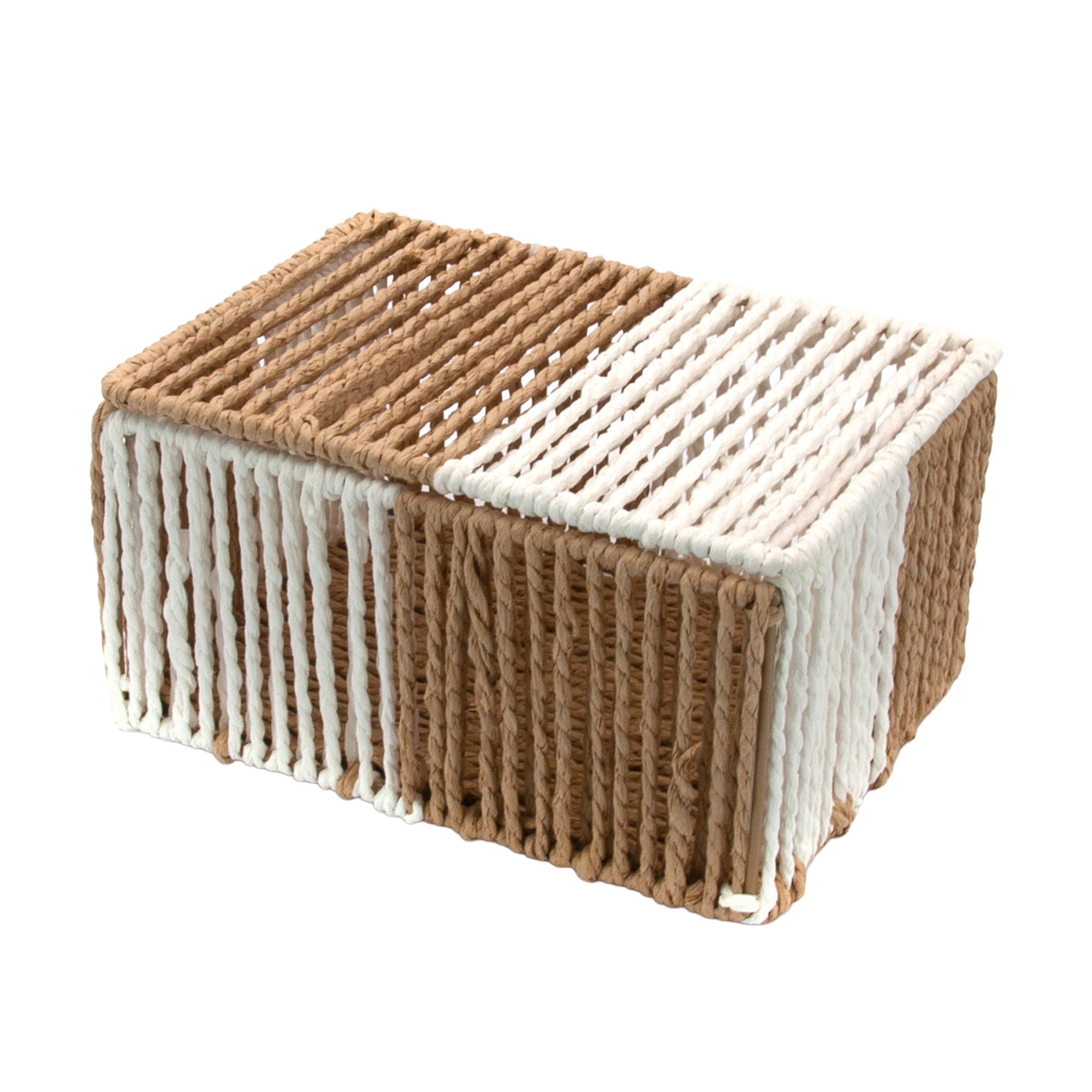 Кошик плетений Hold &amp; Home прямокутний, з кришкою, біло-бежевий, 22*16.5*11 см (HW74797-2)