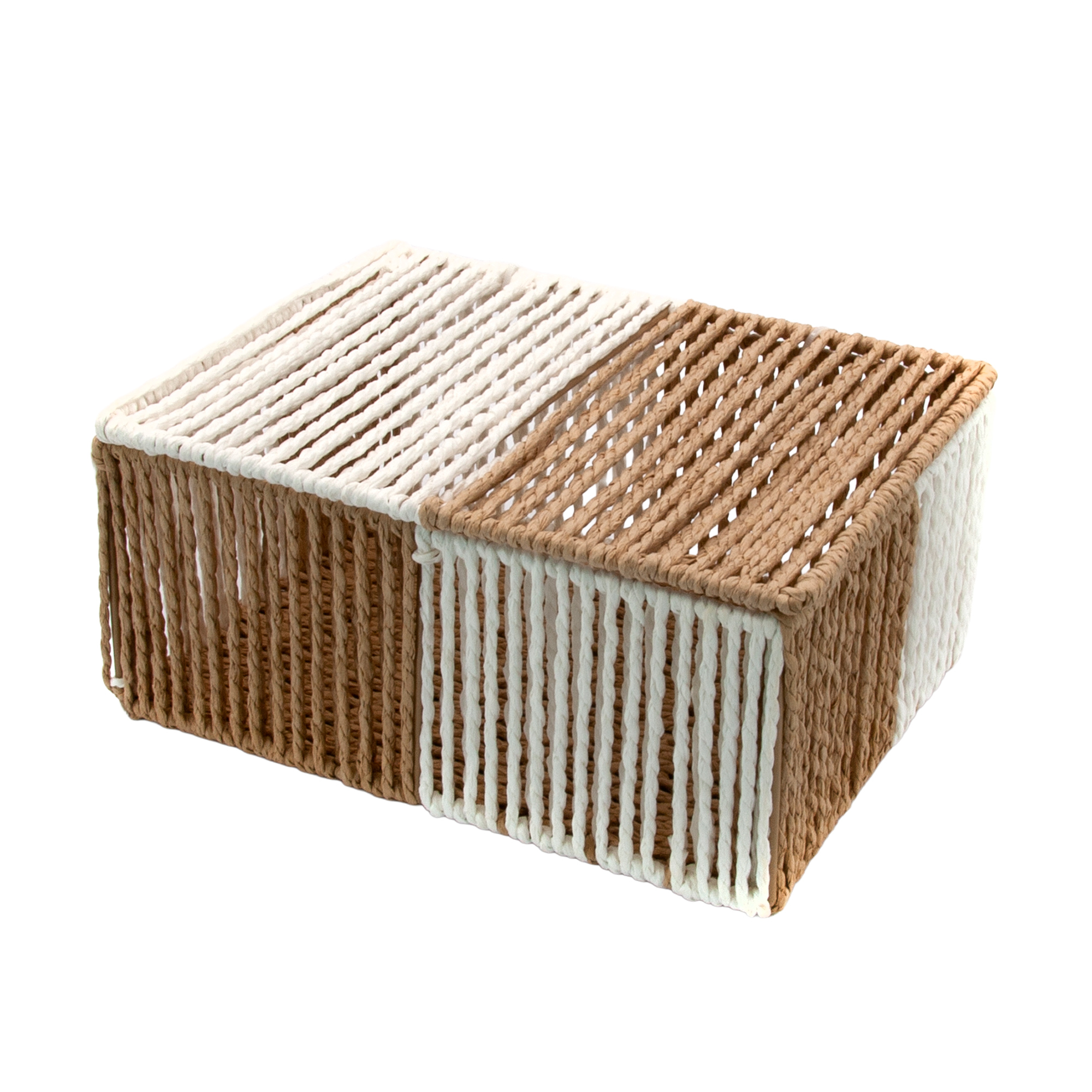 Кошик плетений Hold &amp; Home прямокутний, з кришкою, біло-бежевий, 26*19.5*12 см (HW74797-3)