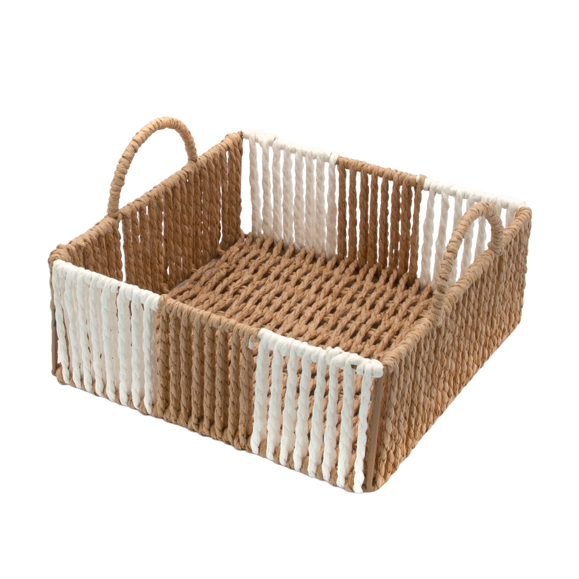 Кошик плетений Hold &amp; Home прямокутний, з ручками, біло-бежевий, 25*17*8.5 см (HW74795-1)