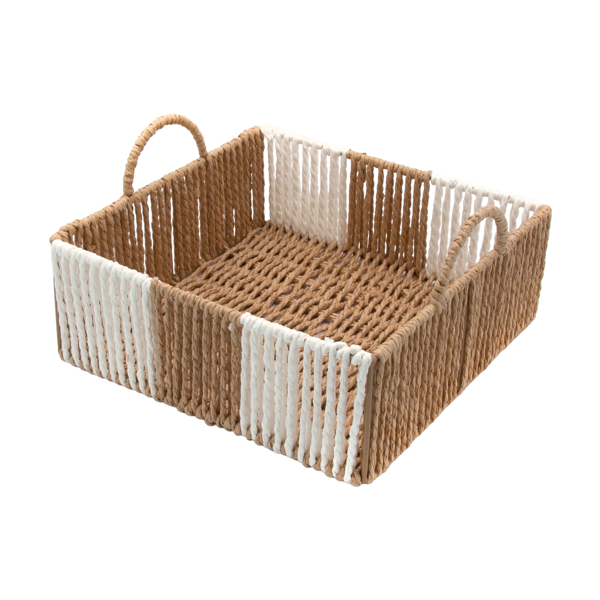 Кошик плетений Hold &amp; Home прямокутний, з ручками, біло-бежевий, 30*20*9.5 см (HW74795-2)