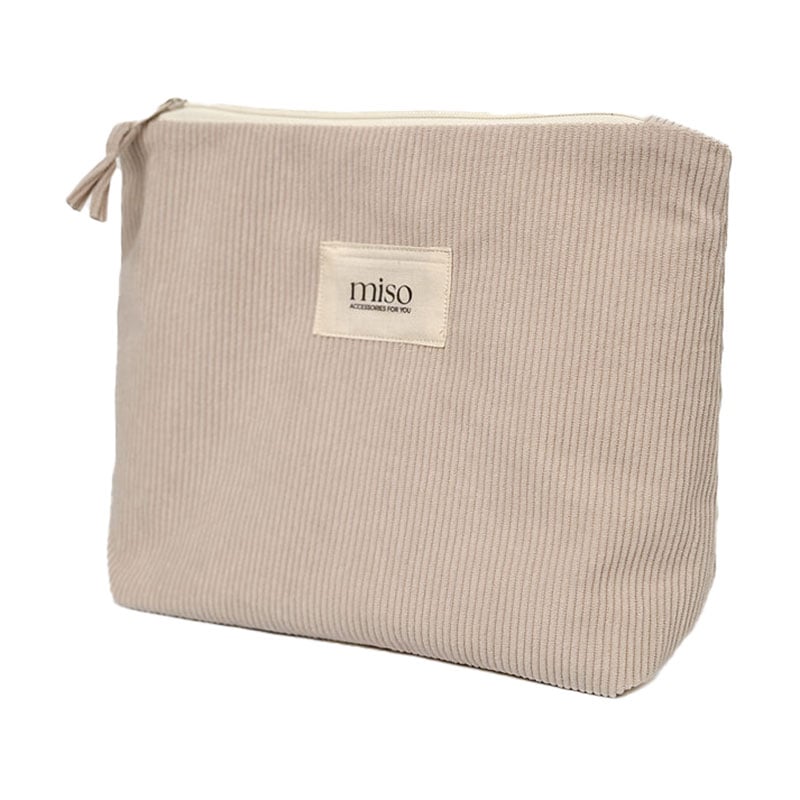 Косметичка Miso бежева, вельвет, велика, трикутник, 33*10*21 см (VT02-4)