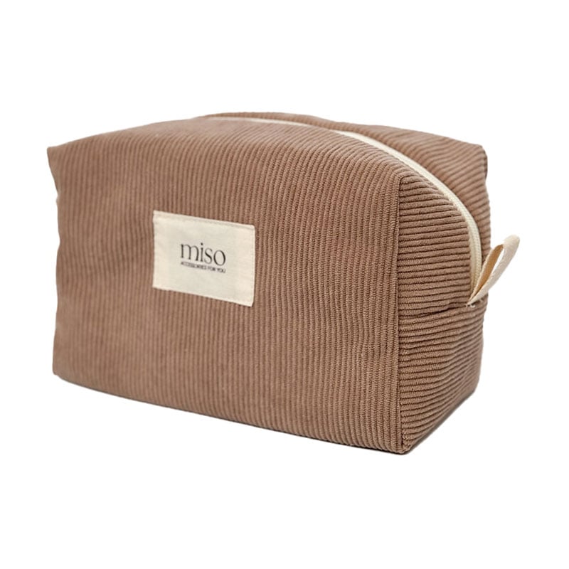 Косметичка Miso коричнева, вельвет, середня, квадрат, 21*10*14 см (VT01-2)