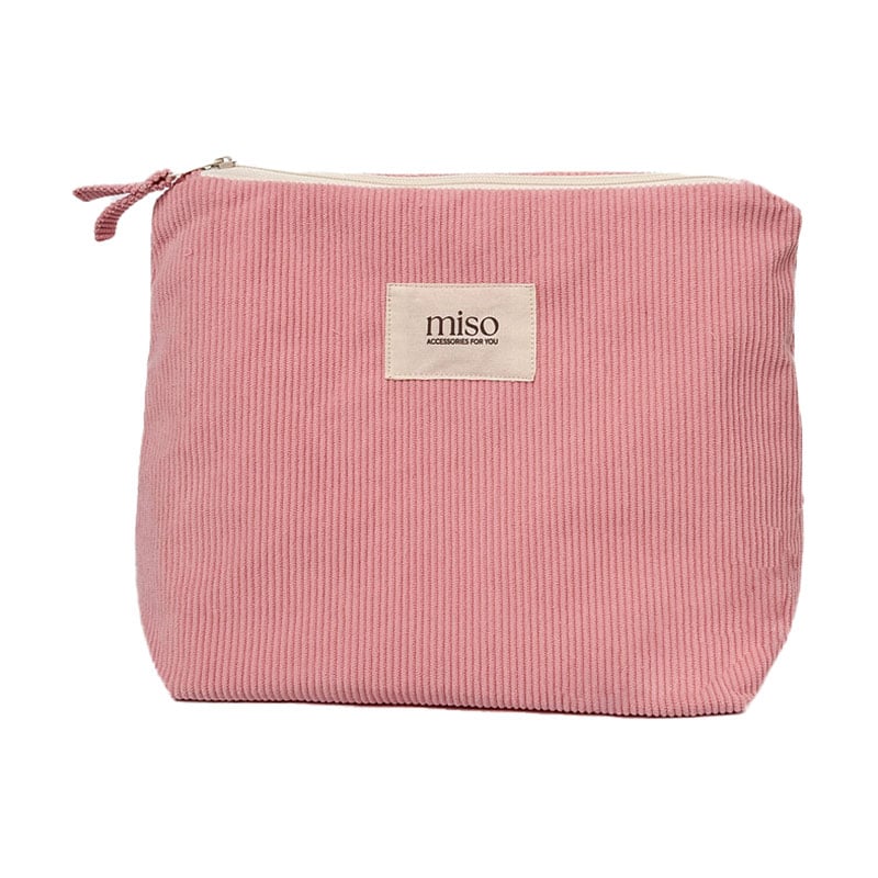 Косметичка Miso рожева, вельвет, велика, трикутник, 33*10*21 см (VT02-3)