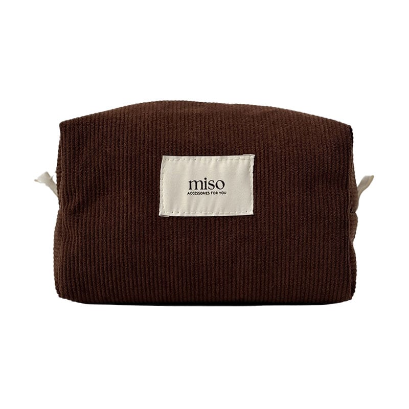 Косметичка Miso темно-коричнева, вельвет, середня, квадрат, 21*10*14 см (VT01-5)