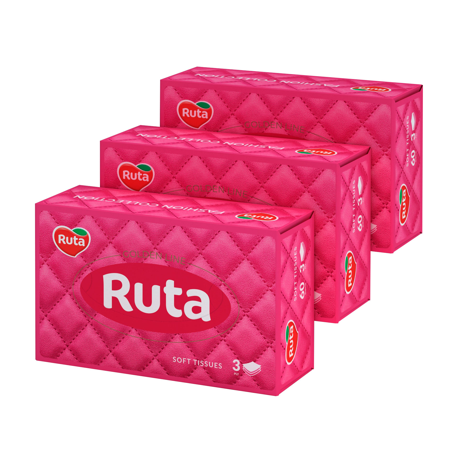 Косметичні серветки Ruta білі, пенал, 3-шарові, 3*60 шт