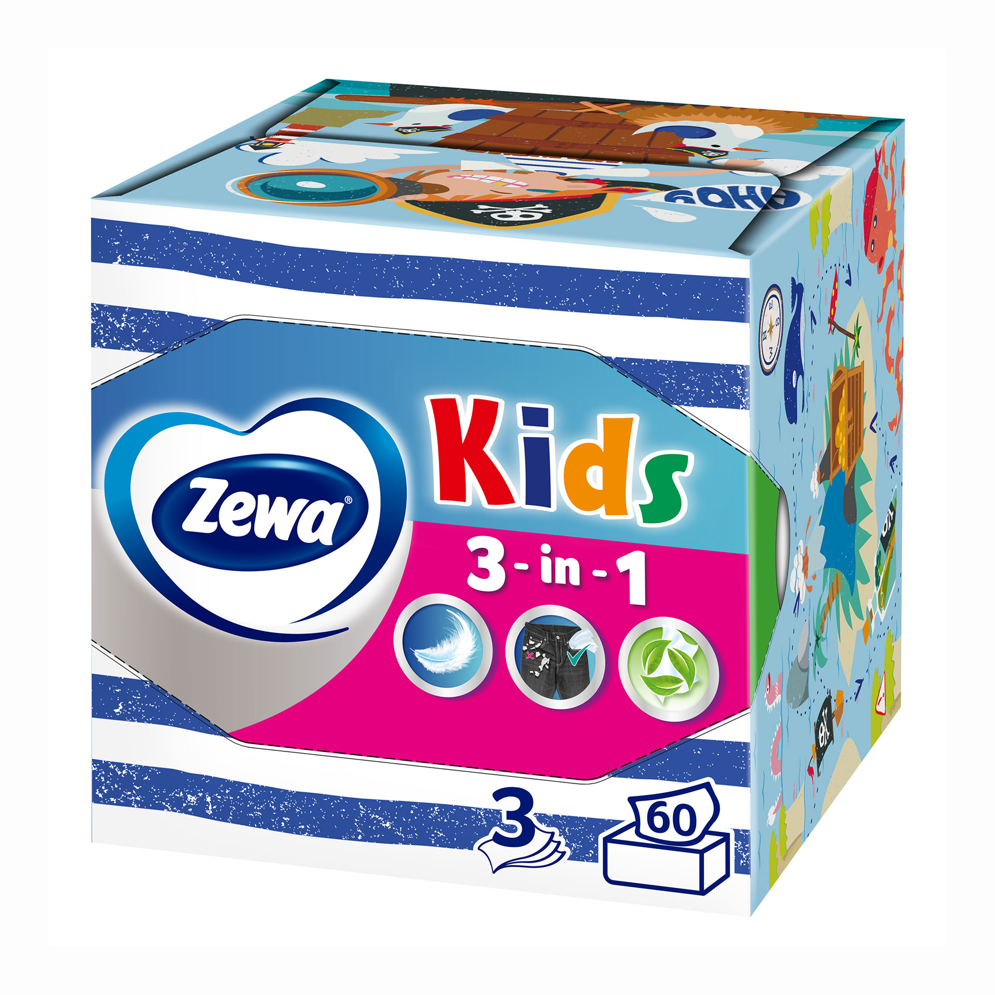 Косметичні серветки Zewa Kids 3-шарові, 60 шт