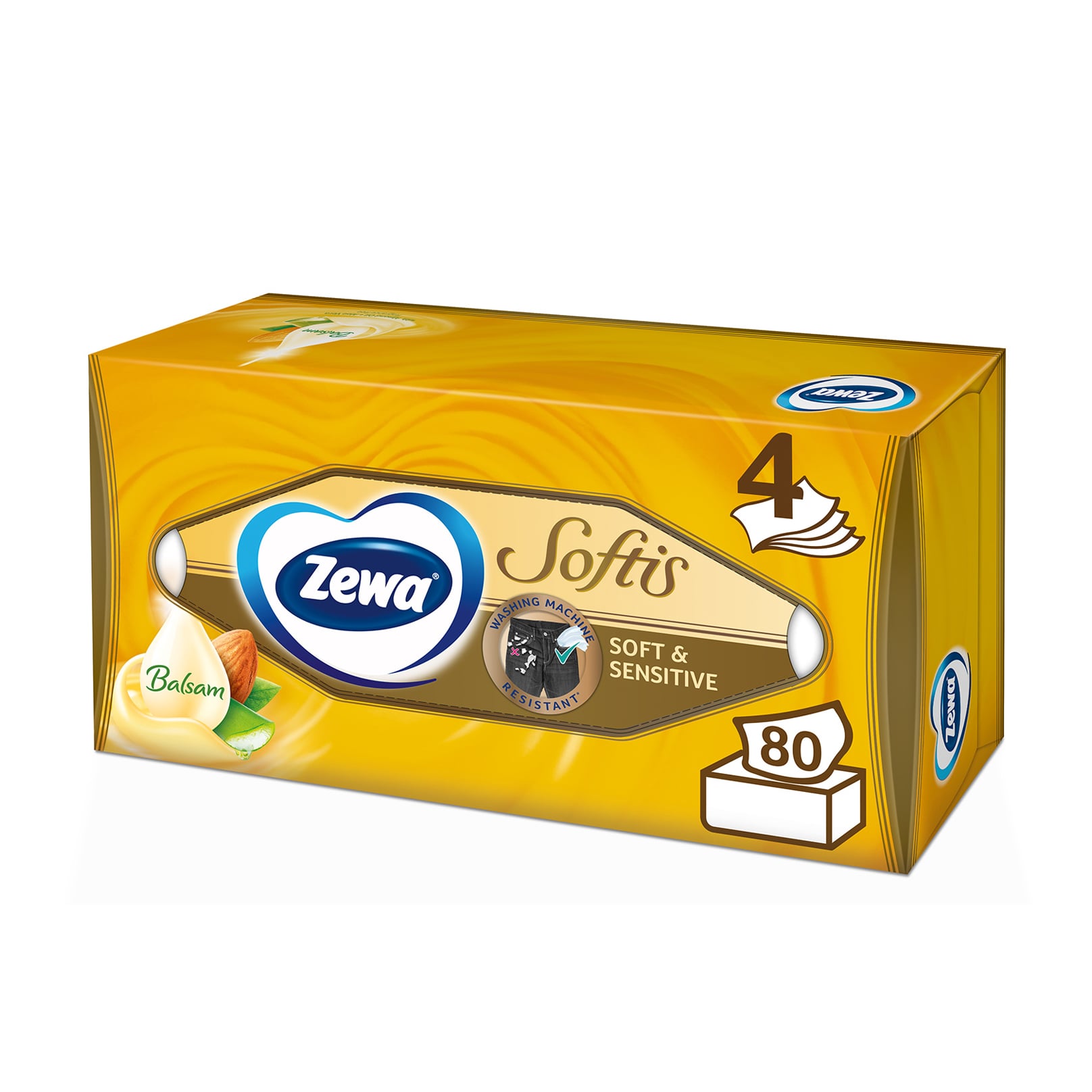 Косметичні серветки Zewa Soft Sensitive 4-шарові, 80 шт