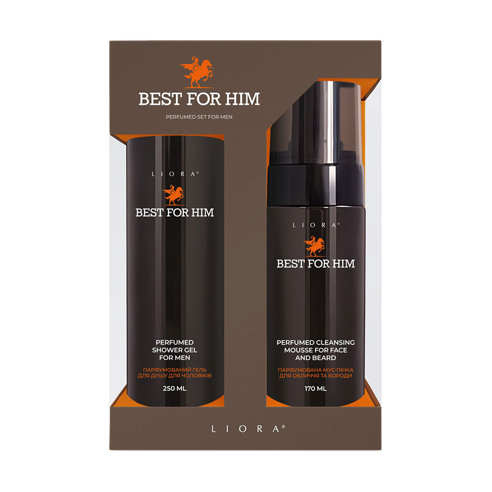 Косметичний набір чоловічий Liora Best For Him (гель для душу, 250 мл + мус-пінка для обличчя та бороди, 170 мл)