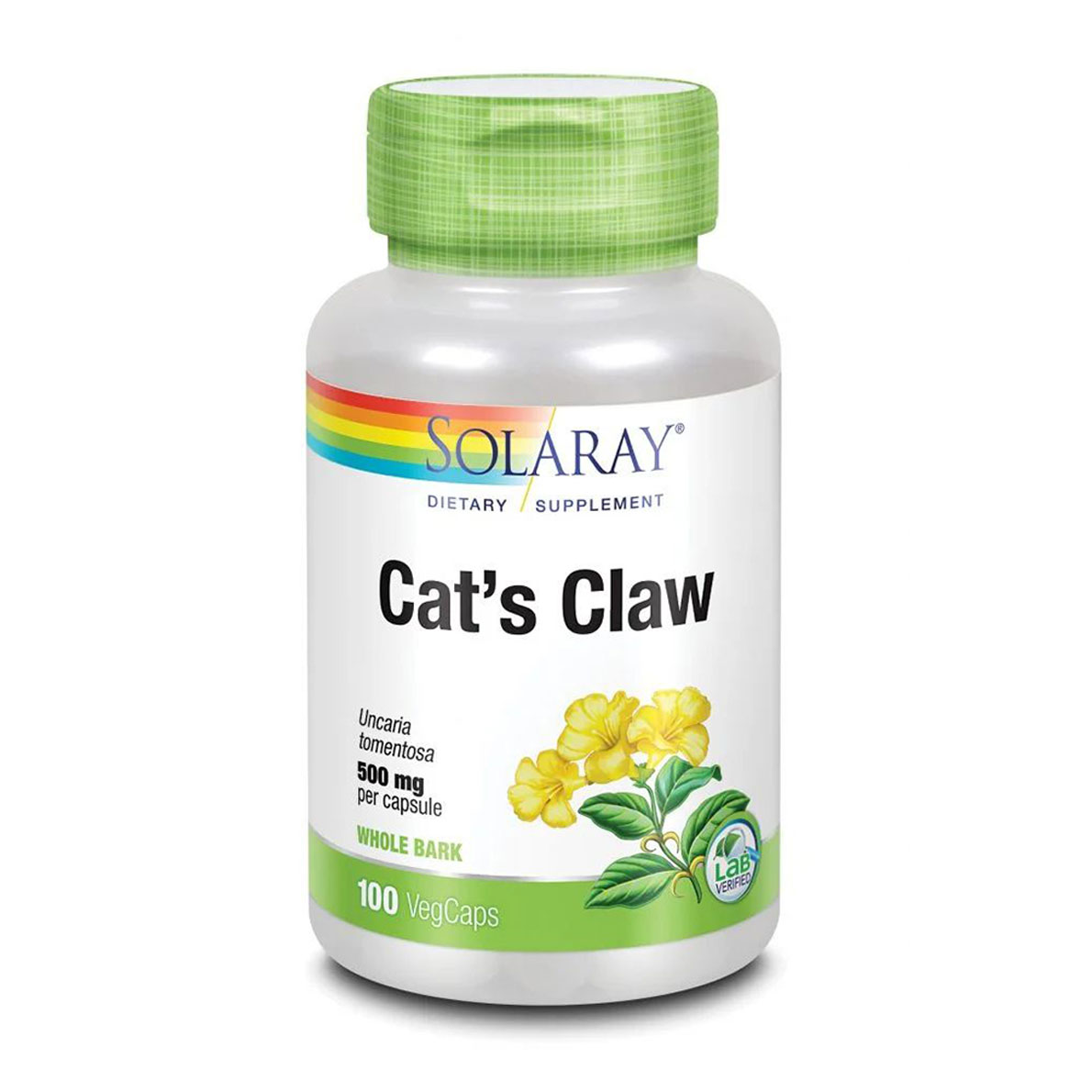 Котячий кіготь Solaray Cat's Claw 500 мг, 100 вегетаріанських капсул