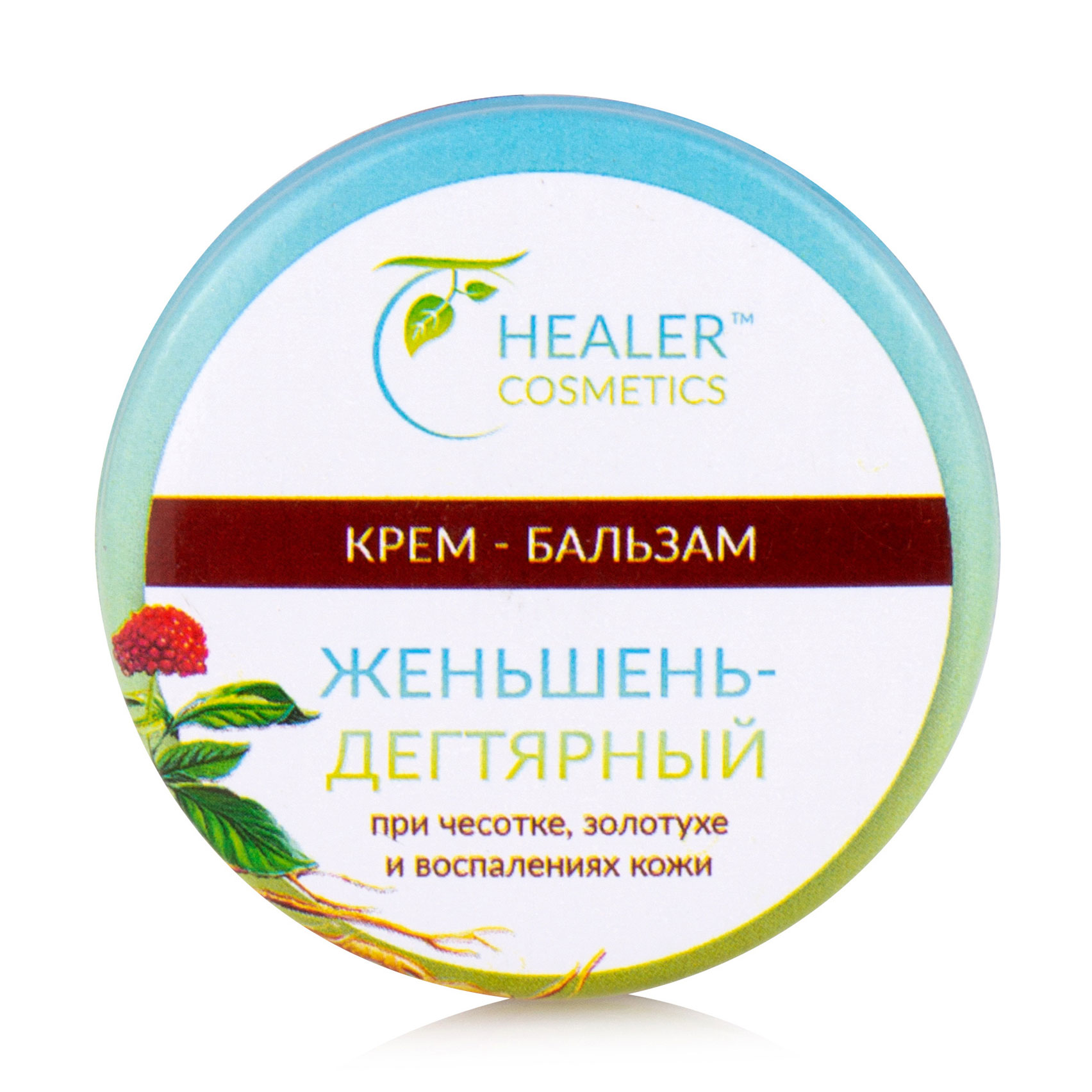 Крем-бальзам женьшень-дегтярний Healer Cosmetics при корості, золотусі і запаленнях шкіри, 10 г
