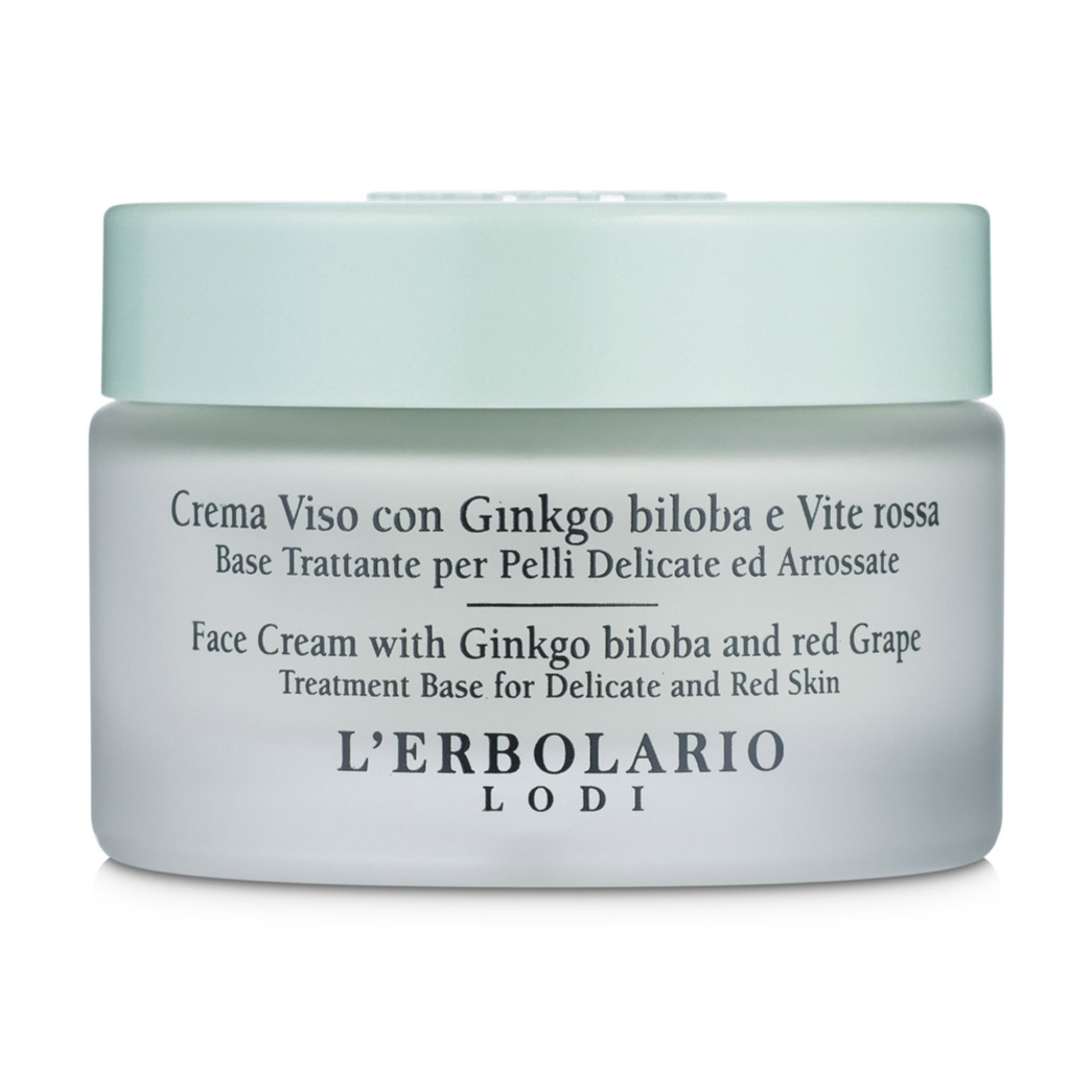 Крем для обличчя L'Erbolario Crema Viso al Ginkgo Biloba e Alla Vite Rossa на основі гінкго білоби та червоного винограду, 50 мл