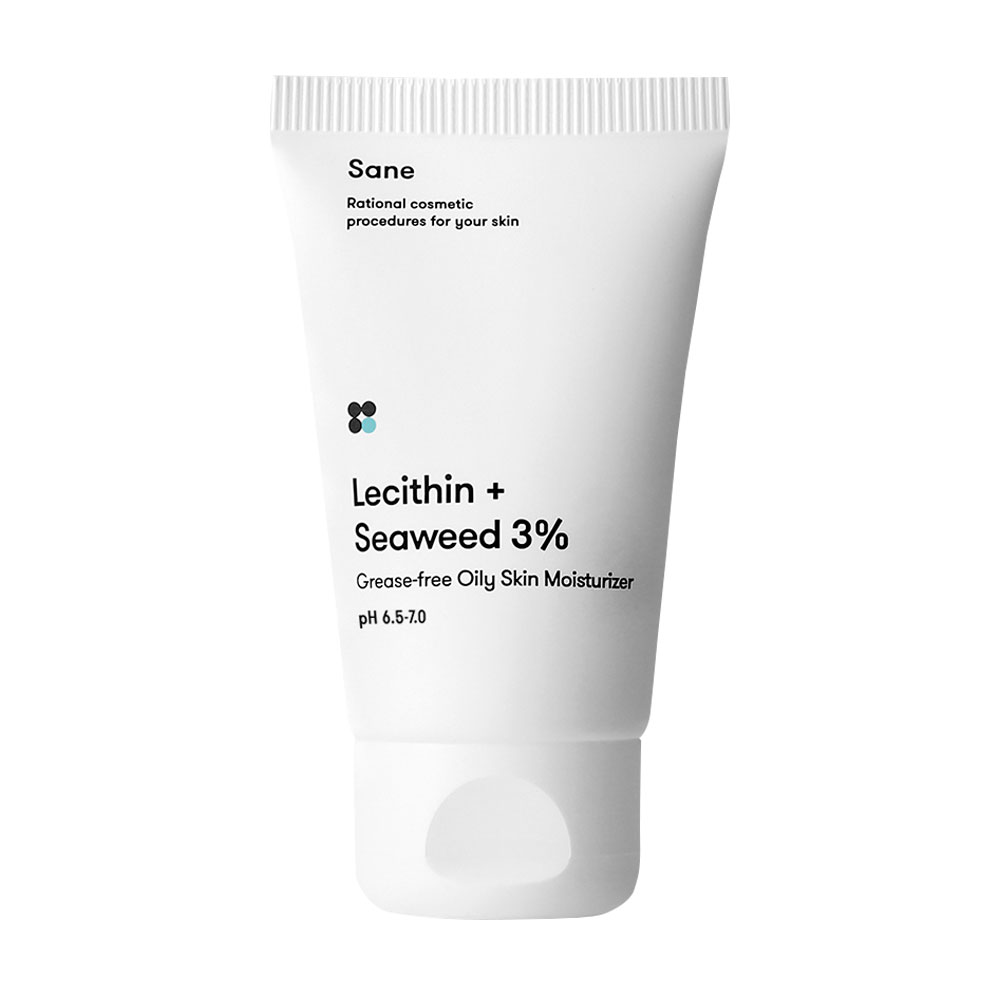 Крем для обличчя Sane Face Cream для жирної шкіри з лецитином + морські водорості 3%, 40 мл