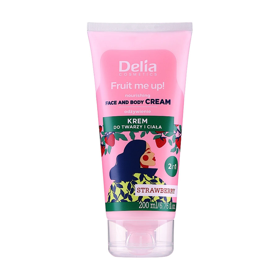 Крем для обличчя та тіла 2 в 1 Delia Cosmetics Fruit Me Up! Face &amp; Body Cream з ароматом полуниці, 200 мл