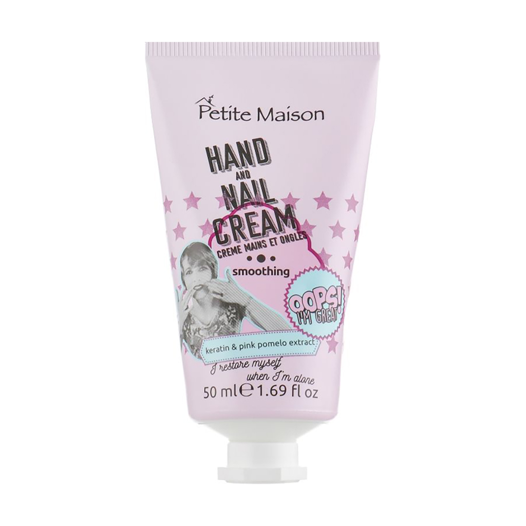 Крем для рук та нігтів Petite Maison Smoothing Hand &amp; Nail Cream з кератином та екстрактом рожевого помело, 50 мл