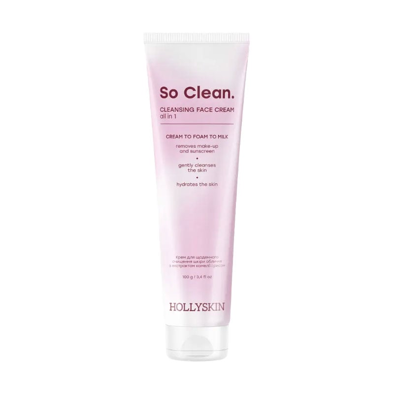 Крем для щоденного очищення шкіри обличчя Hollyskin So Clean. Cleansing Face Cream з екстрактом камелії та рисом, 100 г