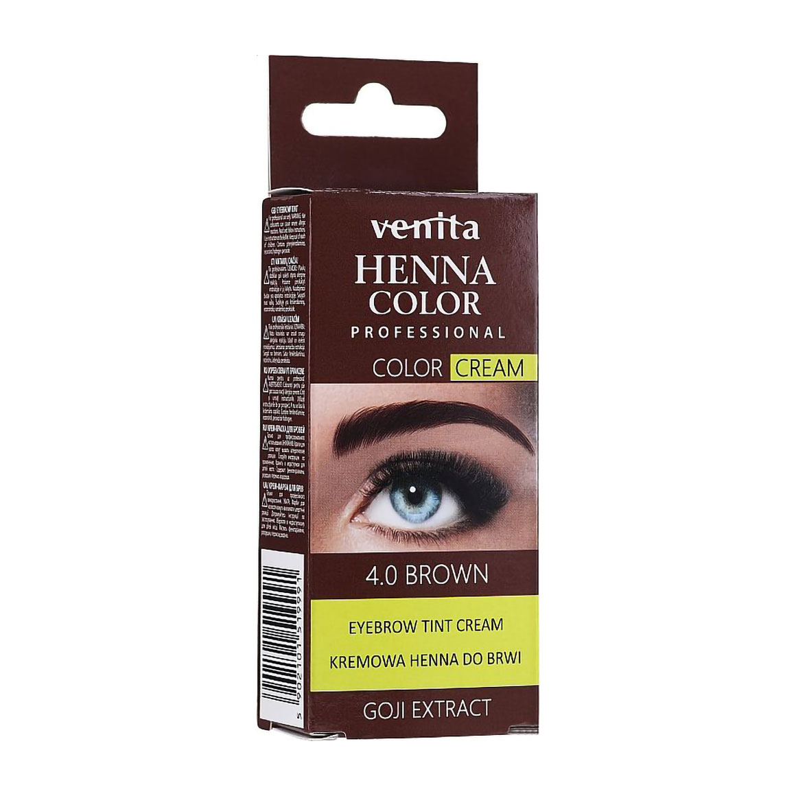 Крем-фарба для фарбування брів Venita Professional Henna Color Cream Eyebrow Tint Cream з екстрактом годжі, 4.0 Brown, 30 г