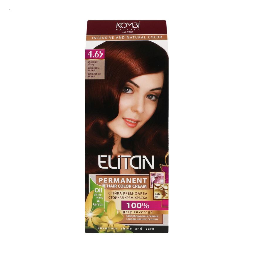 Крем-фарба для волосся Elitan Intensive And Natural Color 4.65 Шоколадна вишня, 115 мл