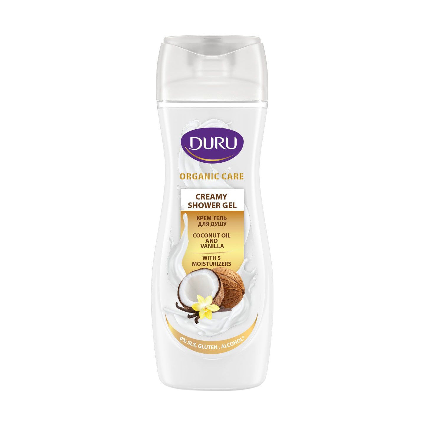 Крем-гель для душу Duru Organic Care Coconut Oil And Vanilla Creamy Shower Gel Кокосова олія та ваніль, жіночий, 250 мл