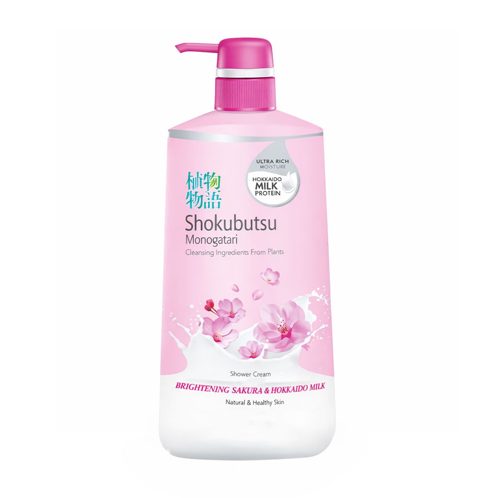 Крем-гель для душу Shokubutsu Monogatari Brightening Sakura &amp; Hokkaido Milk Shower Cream, 500 мл