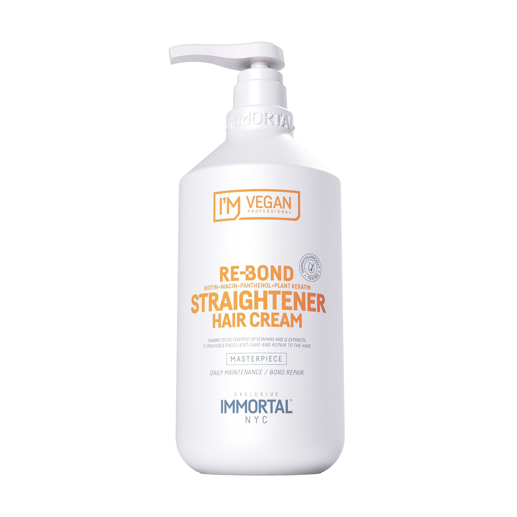 Крем Immortal NYC I'm Vegan Re-Bond Straightener Hair Cream для глибокого відновлення та випрямлення пошкодженого волосся, 1 л