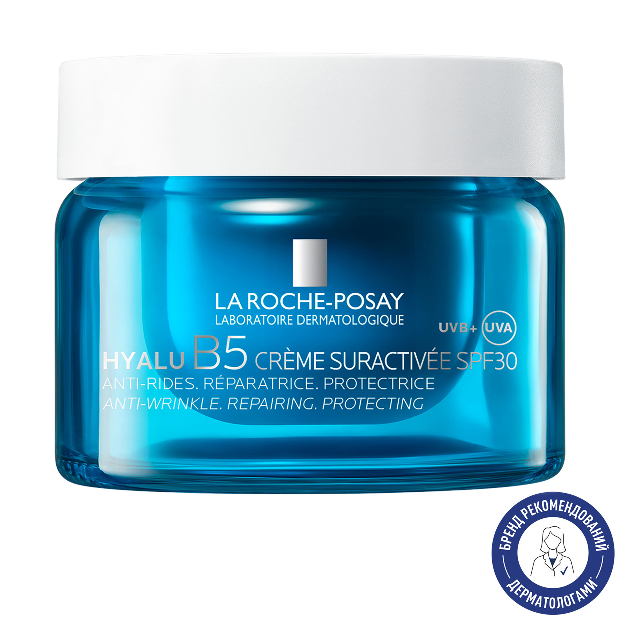 Крем інтенсивної дії для обличчя La Roche-Posay Hyalu B5 Creme Suractivee SPF 30 для корекції зморщок, пружності та захисту чутливої шкіри, 50 мл