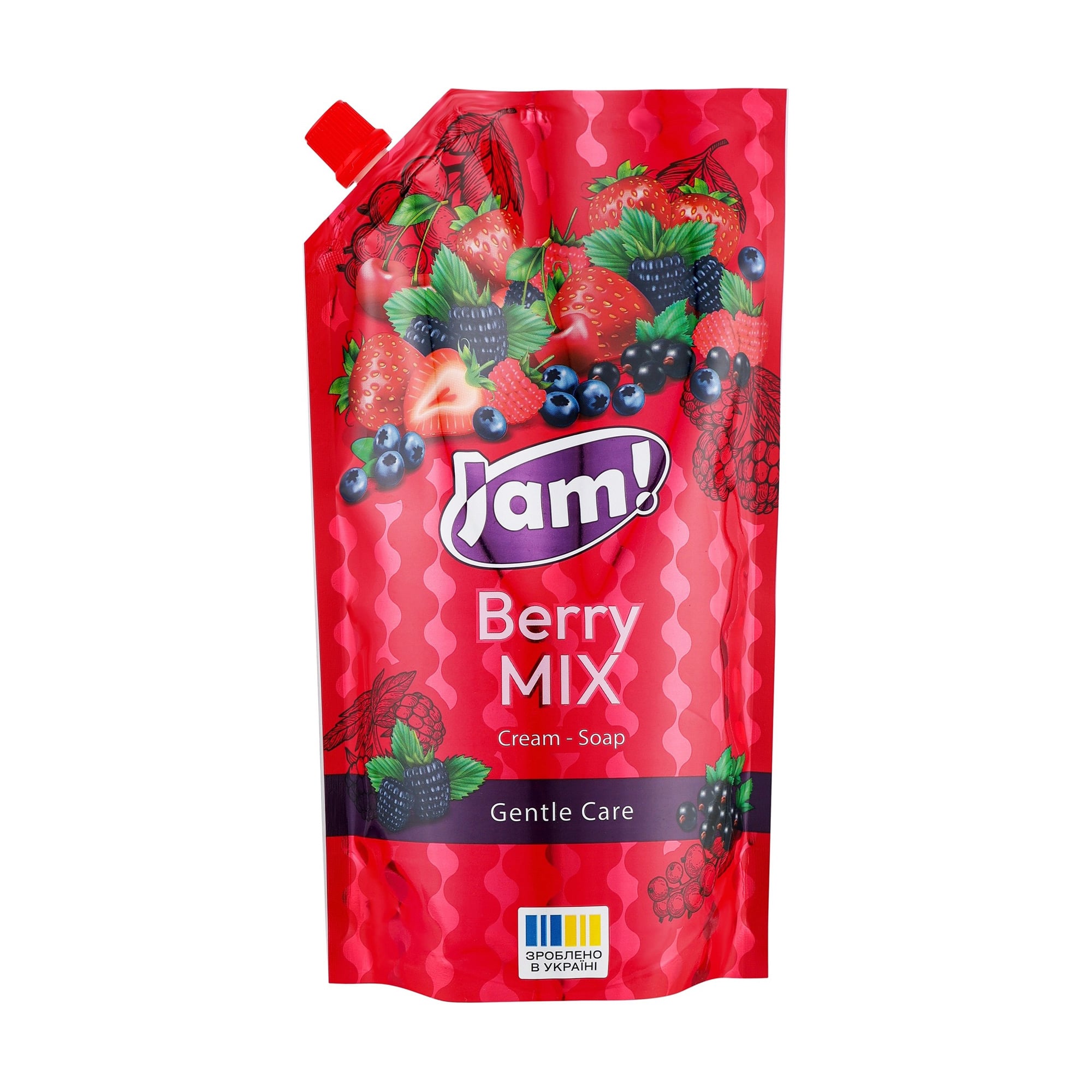 Крем-мило JAM! Berry Mix Cream-Soap Gentle Care з гліцерином, 300 г (дой-пак)
