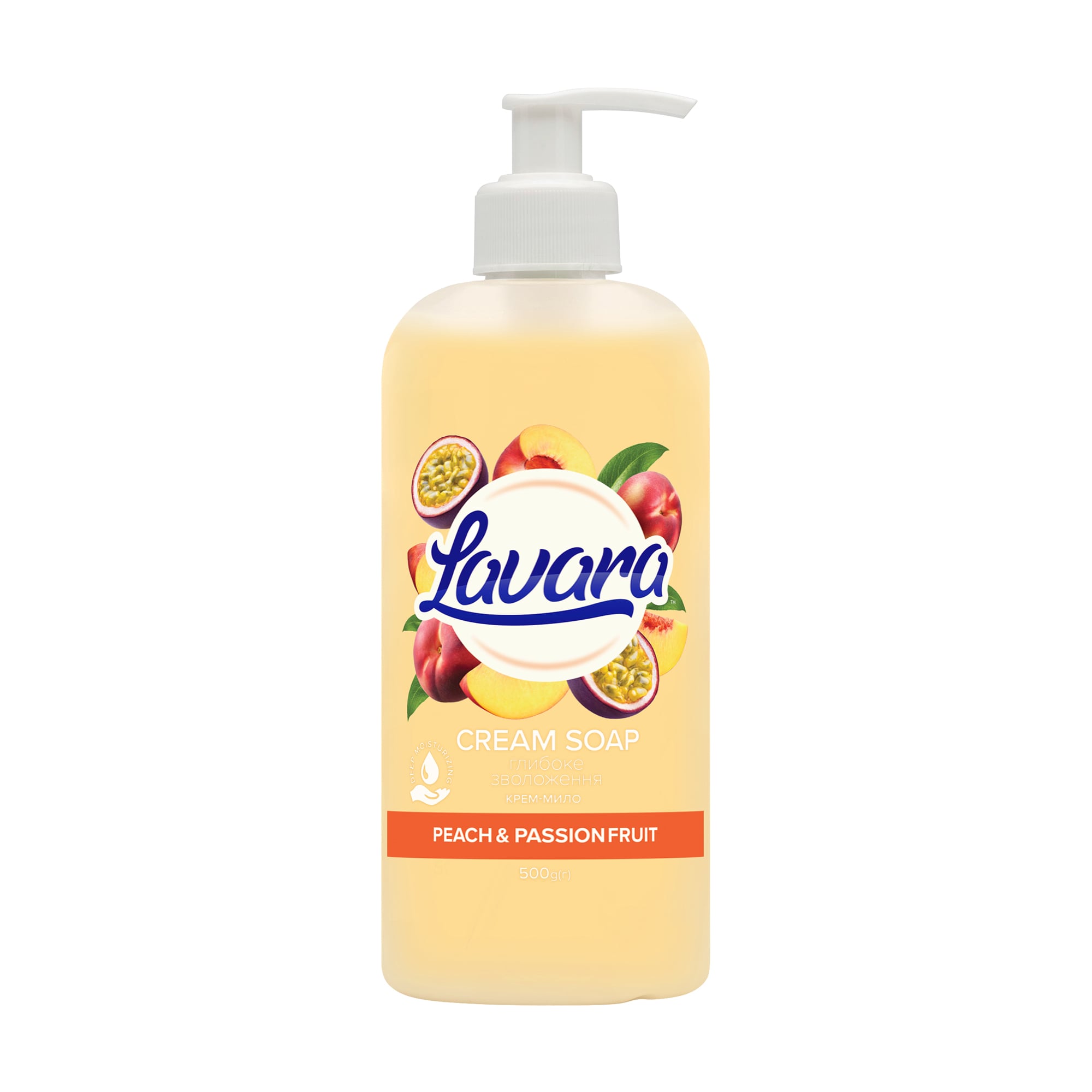Крем-мило Lavara Peach &amp; Passion Fruit Cream Soap Персик-маракуя, 500 г
