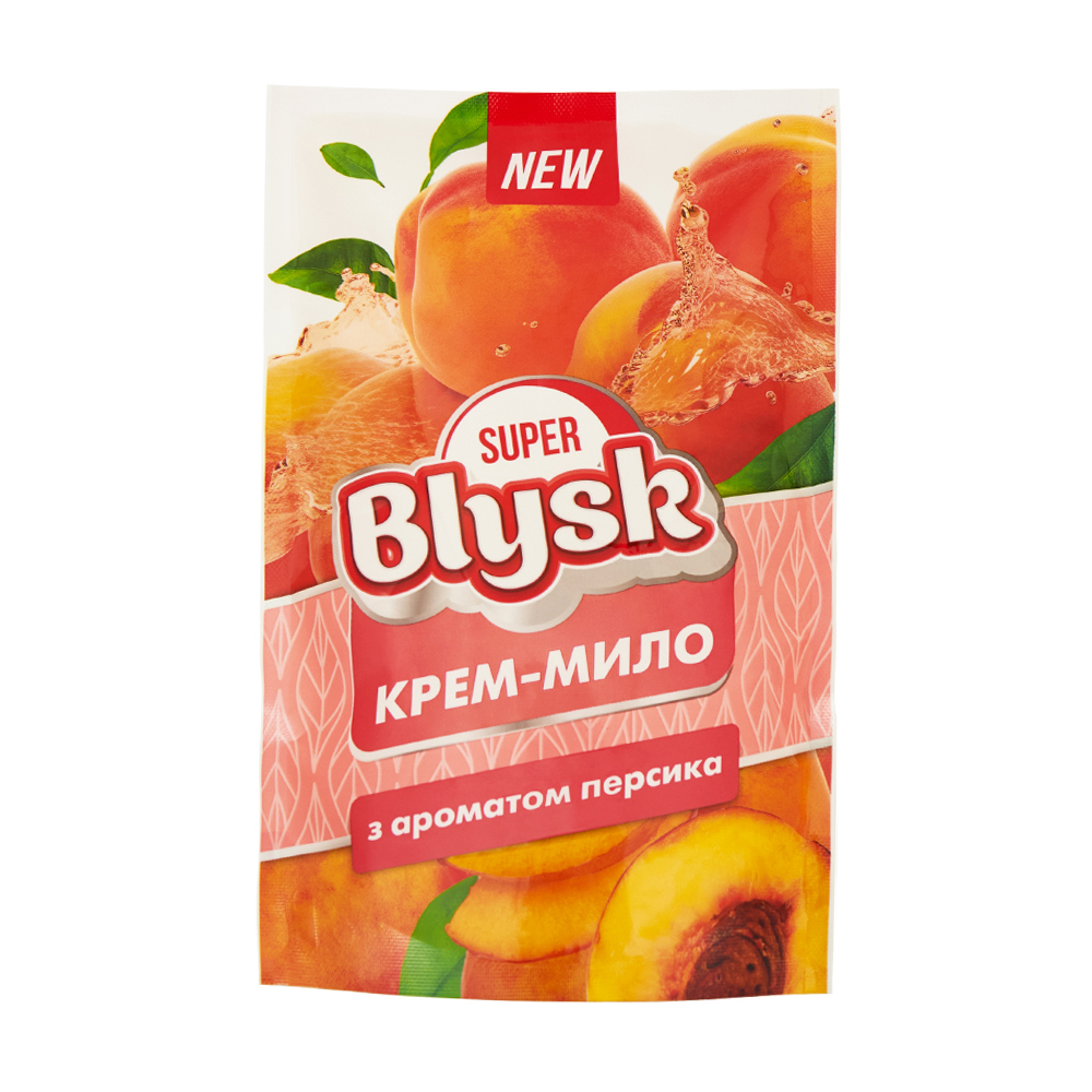Крем-мило Super Blysk з ароматом персика, 460 мл (дой-пак)