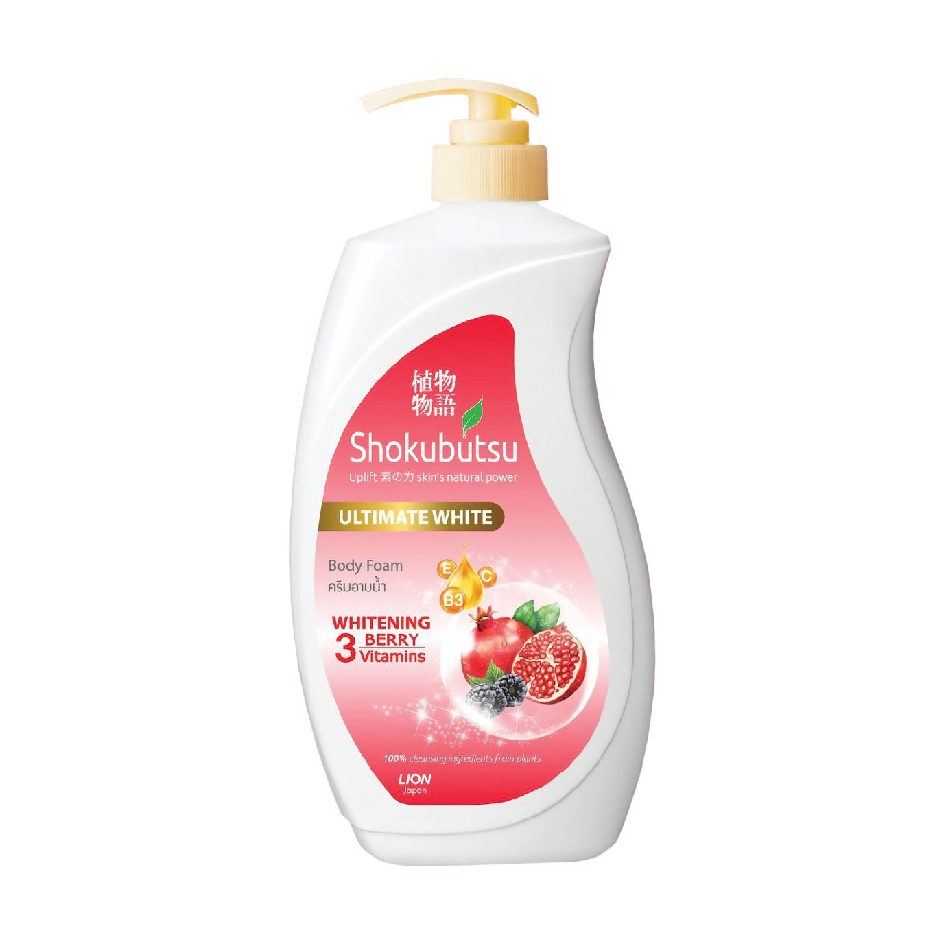 Крем-піна для душу Shokubutsu Monogatari Ultimate White Whitening Berry Vitamins Body Foam, 900 мл