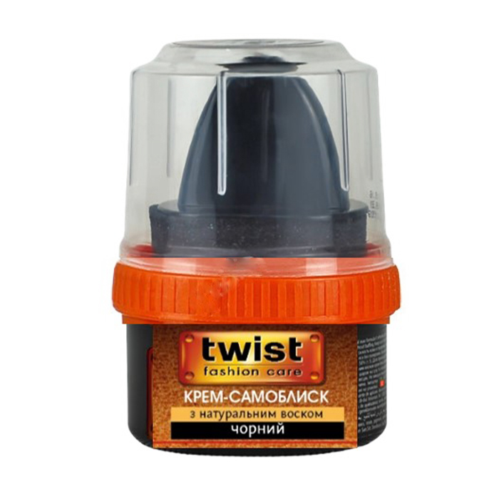 Крем-самоблиск для взуття Twist Fashion Care для гладкої шкіри, з натуральним воском, чорний, 50 мл