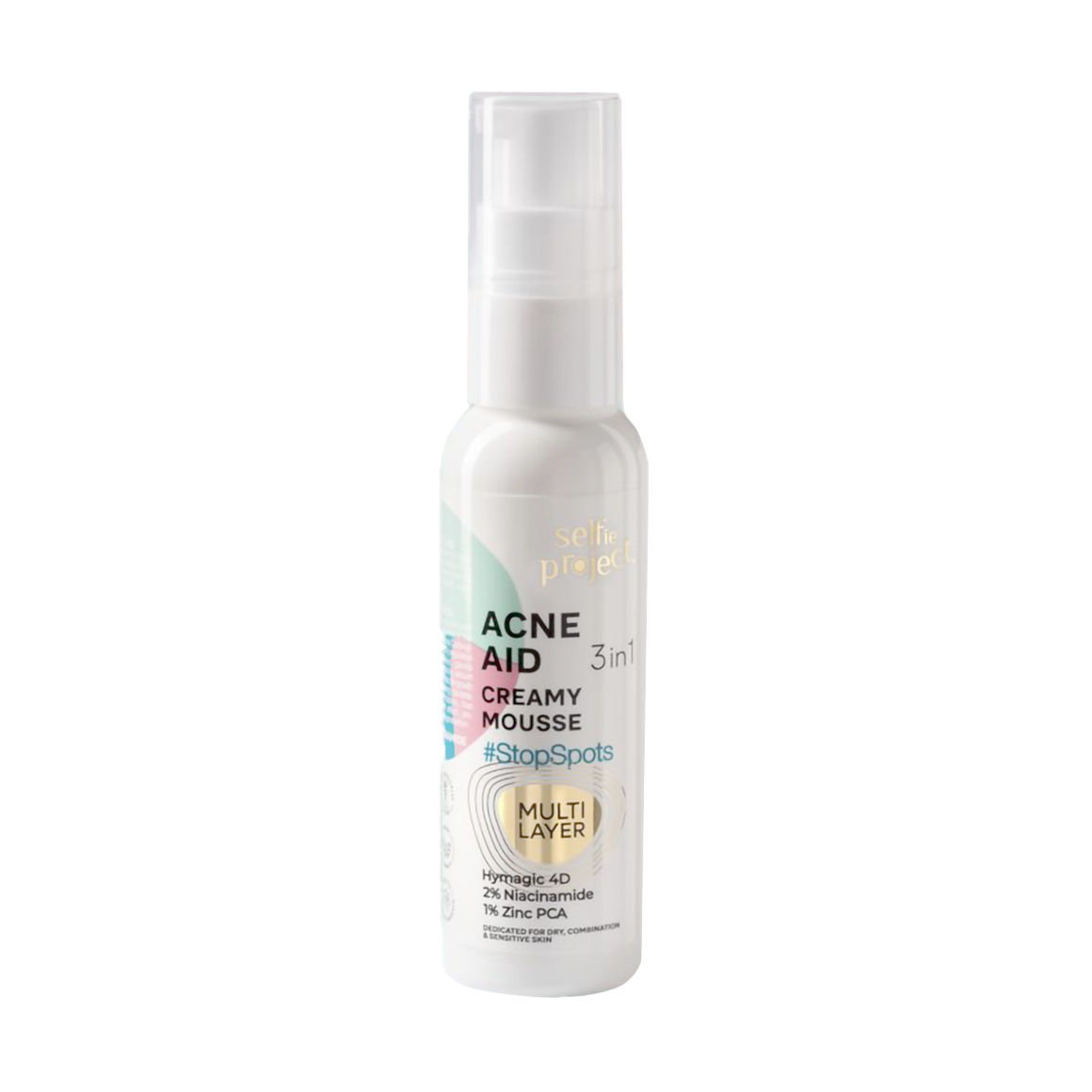 Кремовий мус 3 в 1 для обличчя Selfie Project StopSpots Acne Aid Creamy Mousse 3in1 для проблемної шкіри, 100 мл